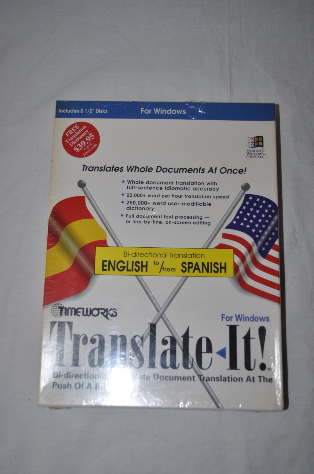 Vintage Sealed Timeworks Translate It - 3.5" Floppy Disc For Windows