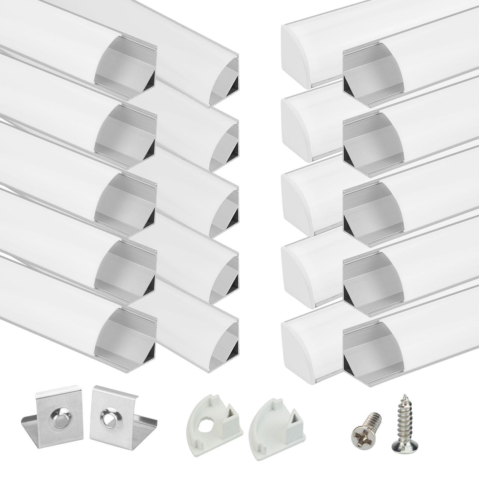 20Pack 3.3FT/1Meter V-Shape LED Channel System with Milky White Cover Lens Frost