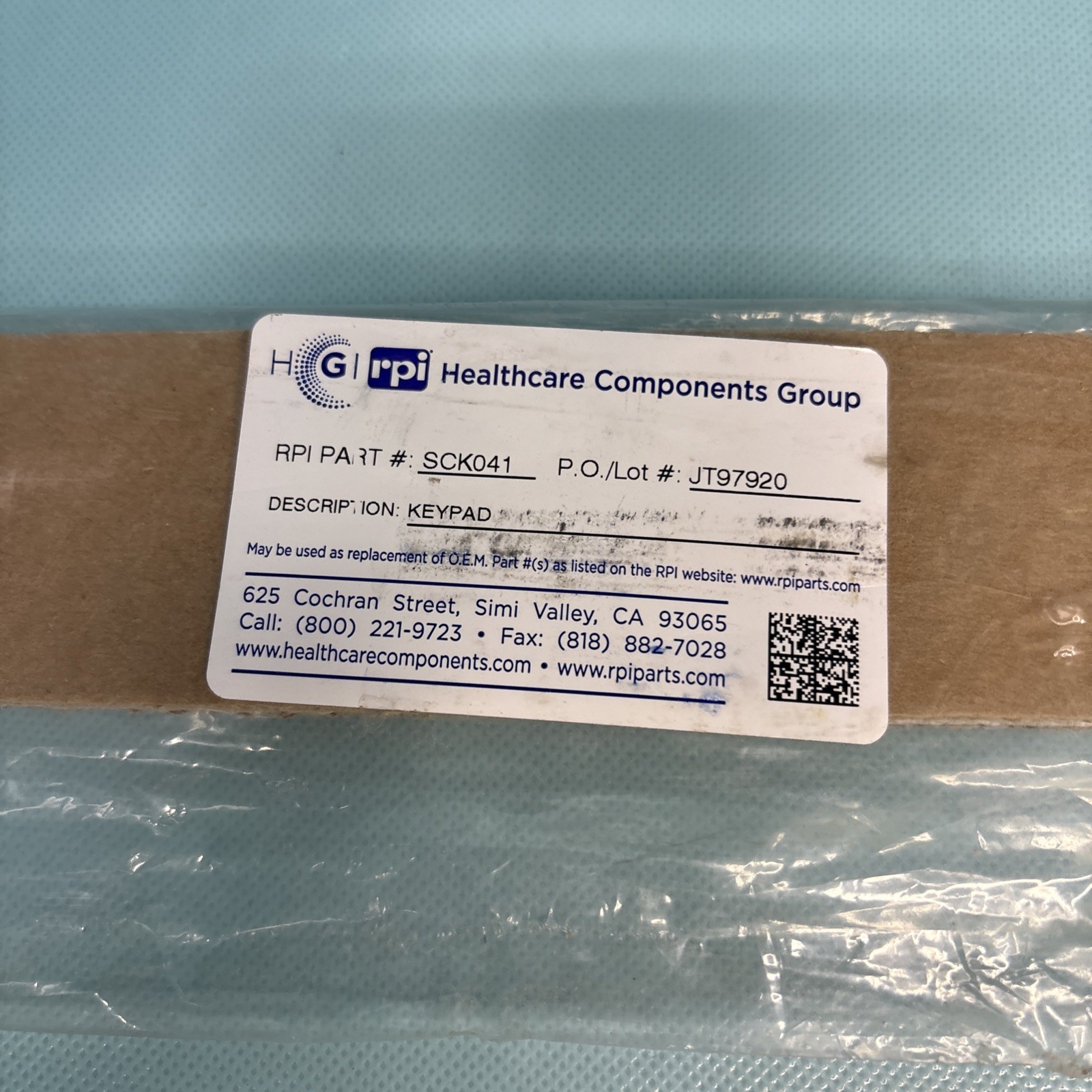 RPI SCICAN Statim 2000 Dental Sterilizer Replacement Touchpad SCK041 - NEW