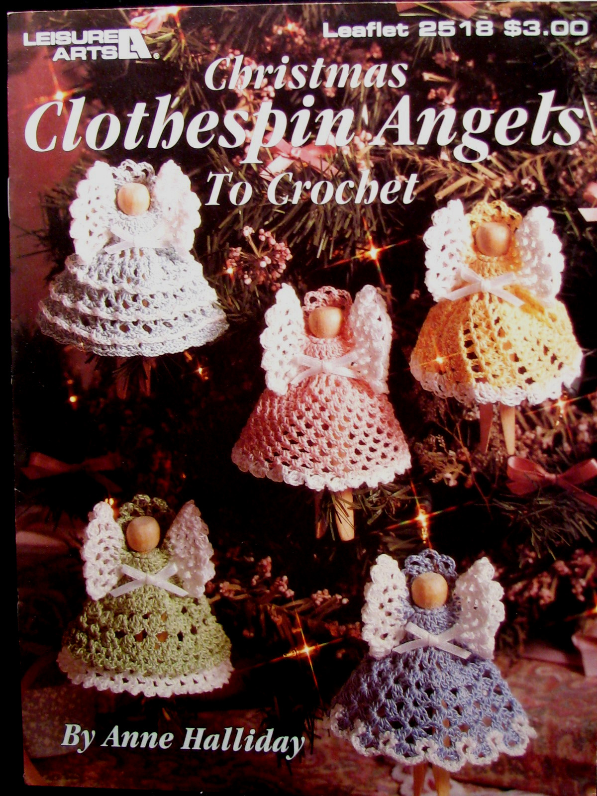 Vtg Christmas Clothespin Angels to Crochet Ornament Patterns Leisure Arts 2518