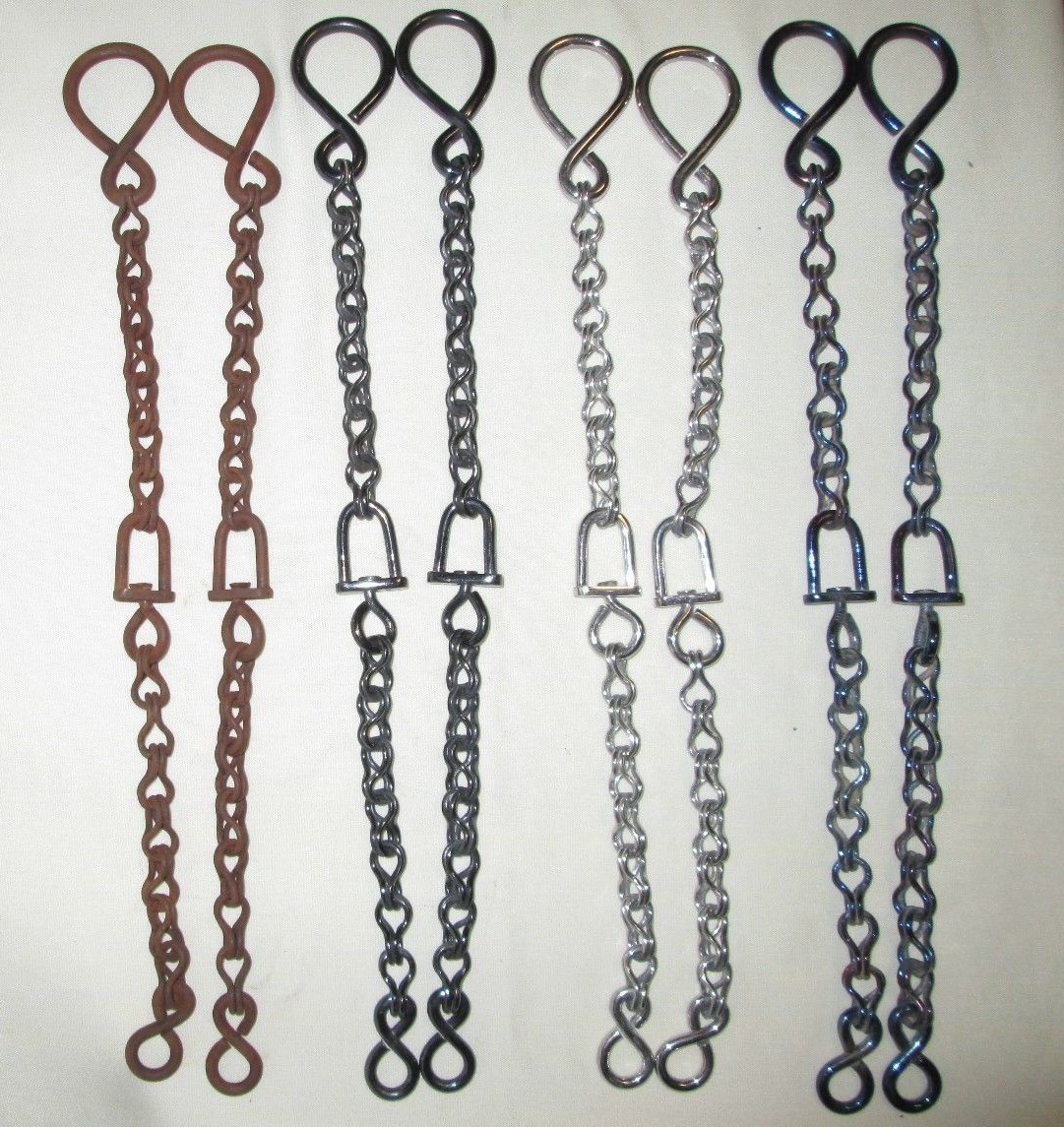Rein Chains Prod. #BBR-07 - 12 inches long, Black, Blue, Patina, Stainless Steel