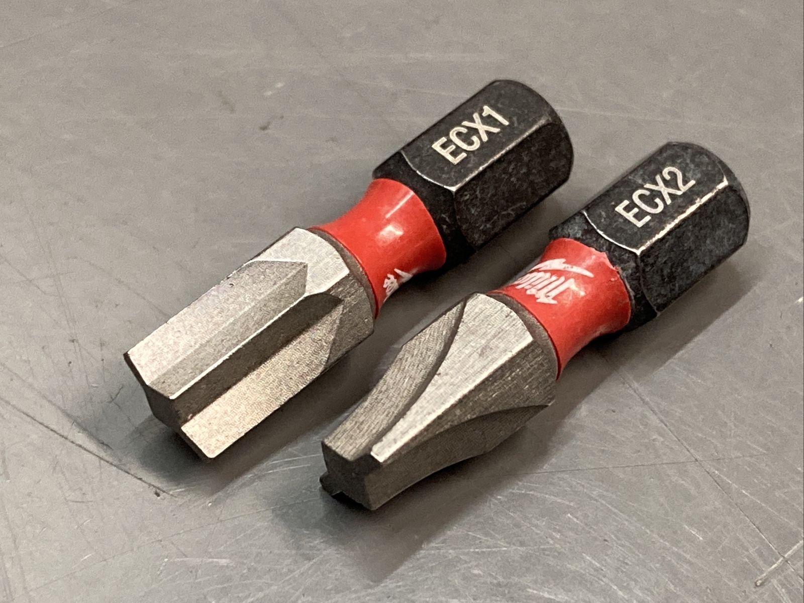 2pc Milwaukee Shockwave Impact Ecx #1 & #2 Insert Bits For Electrician Fasteners