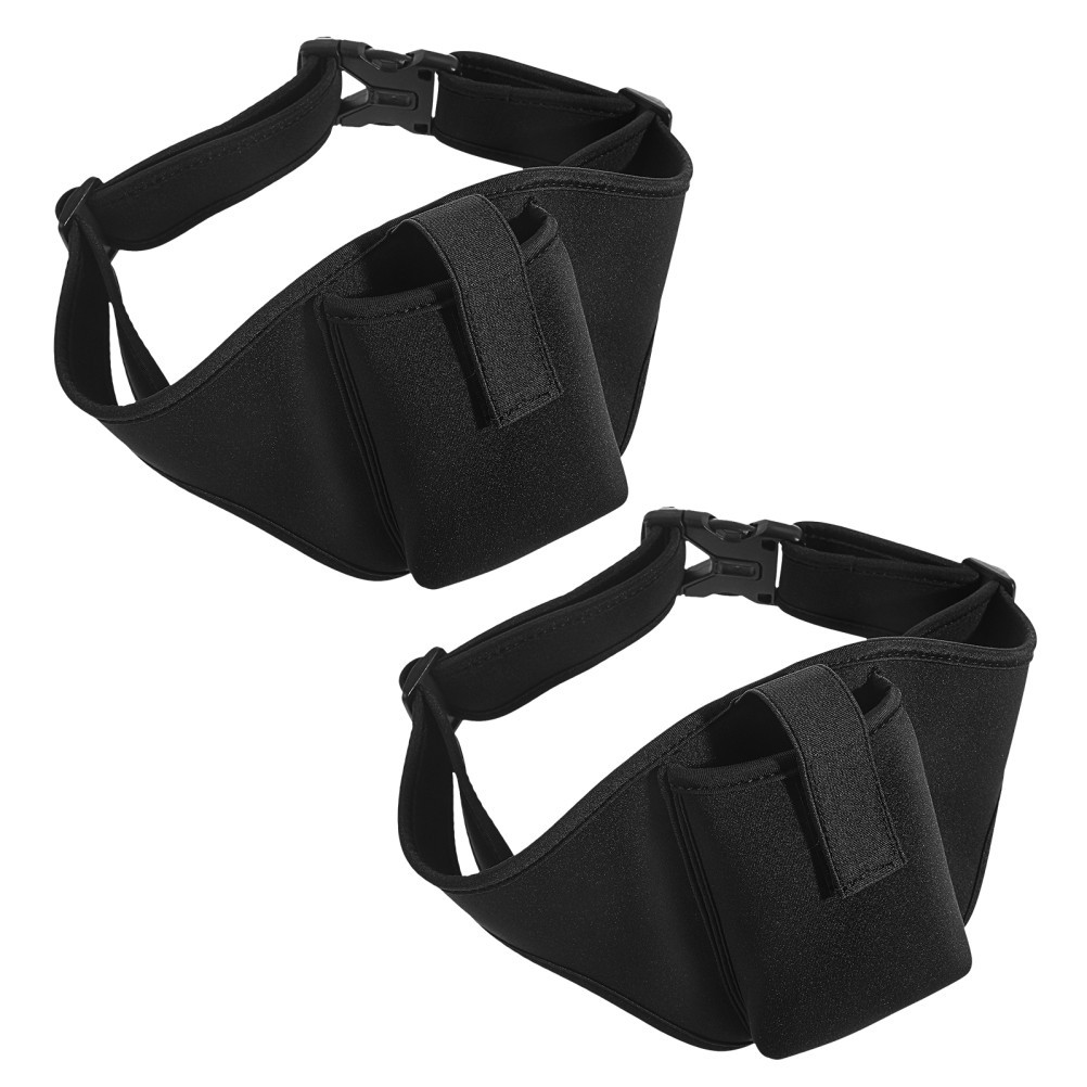 2Pcs Sports Waist Bag Reusable Mic Belt for Fitness Instructors Black