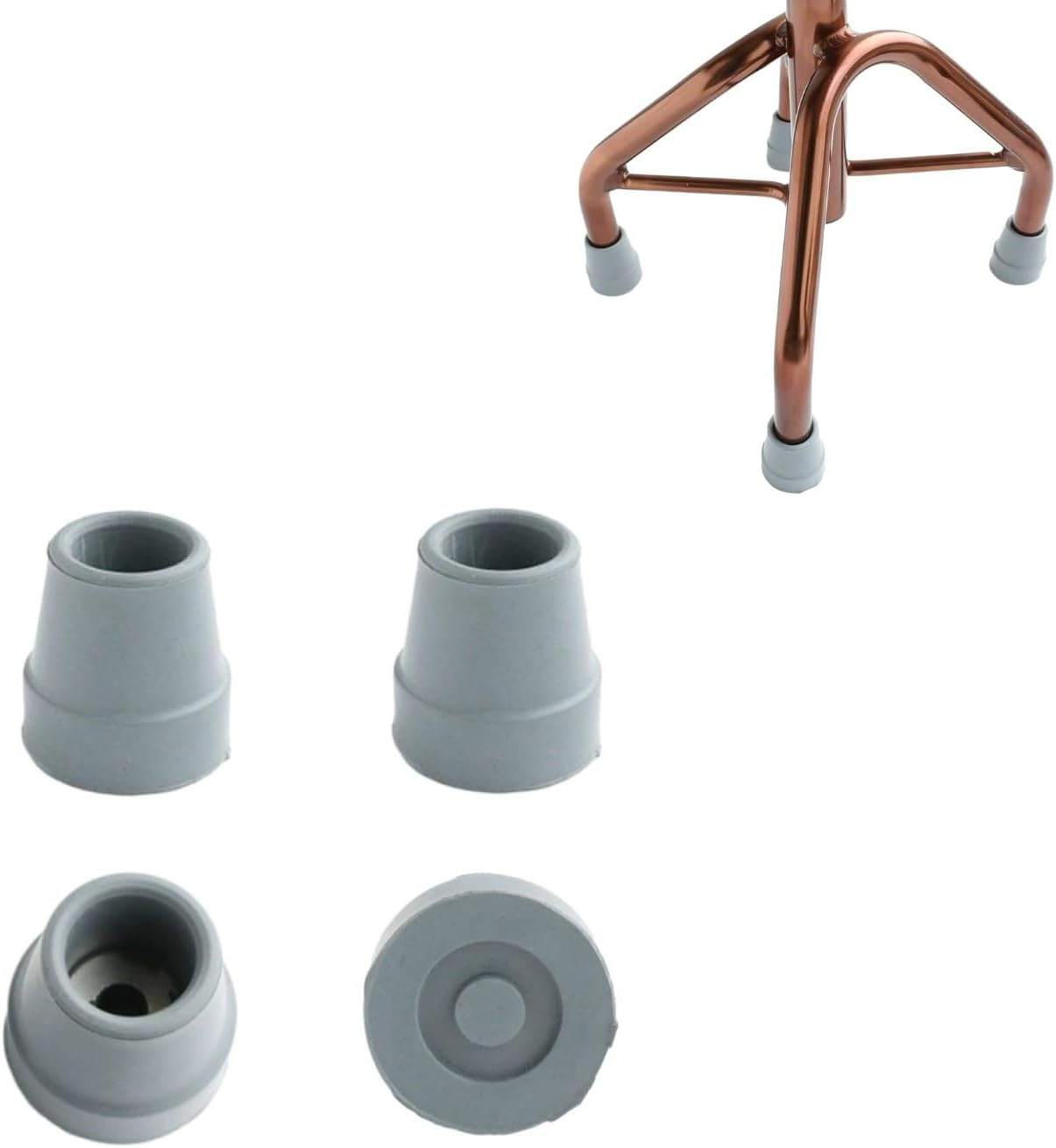 4 Pack Quad Cane Tips 1/2 Inch Heavy Duty Walking Cane Rubber Tips Replacement S