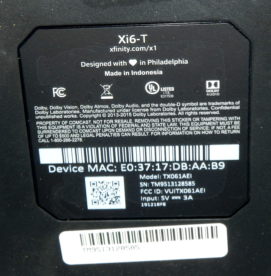 xfinity Xi6-t Model TX061AEI Starter Kit Remote - New Open Box