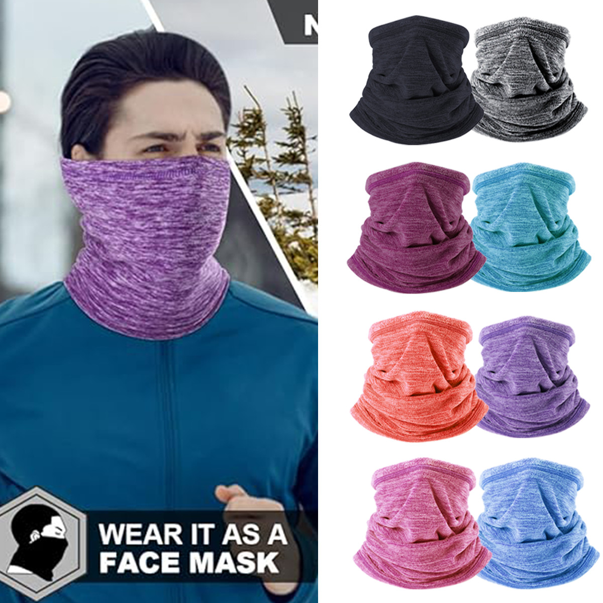 Winter Thermal Neck Warmer Neck Gaiter Face Scarf Face Masks Cover for Men Women