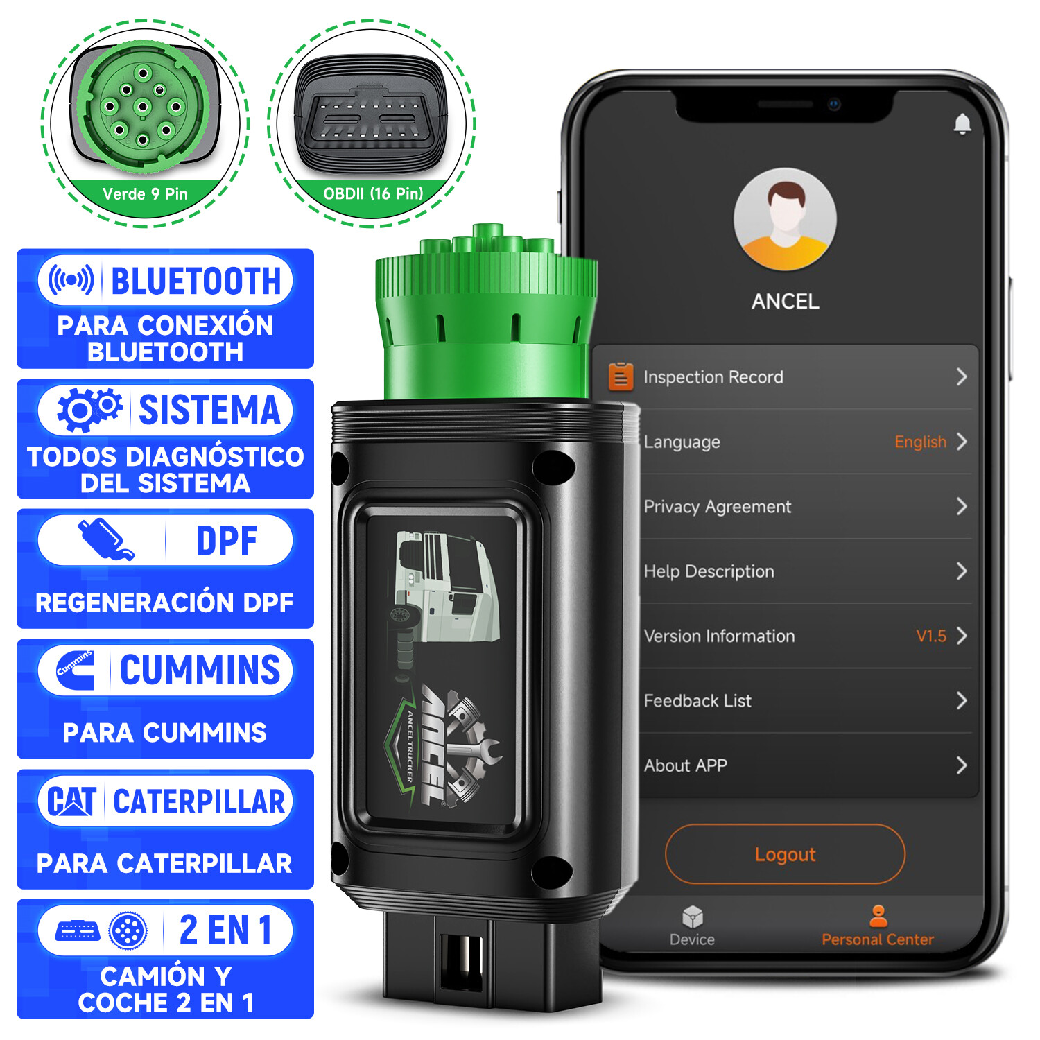 ANCEL Trucker Series HD100 Heavy Duty Truck Scanner All System Diesel Diagnostic