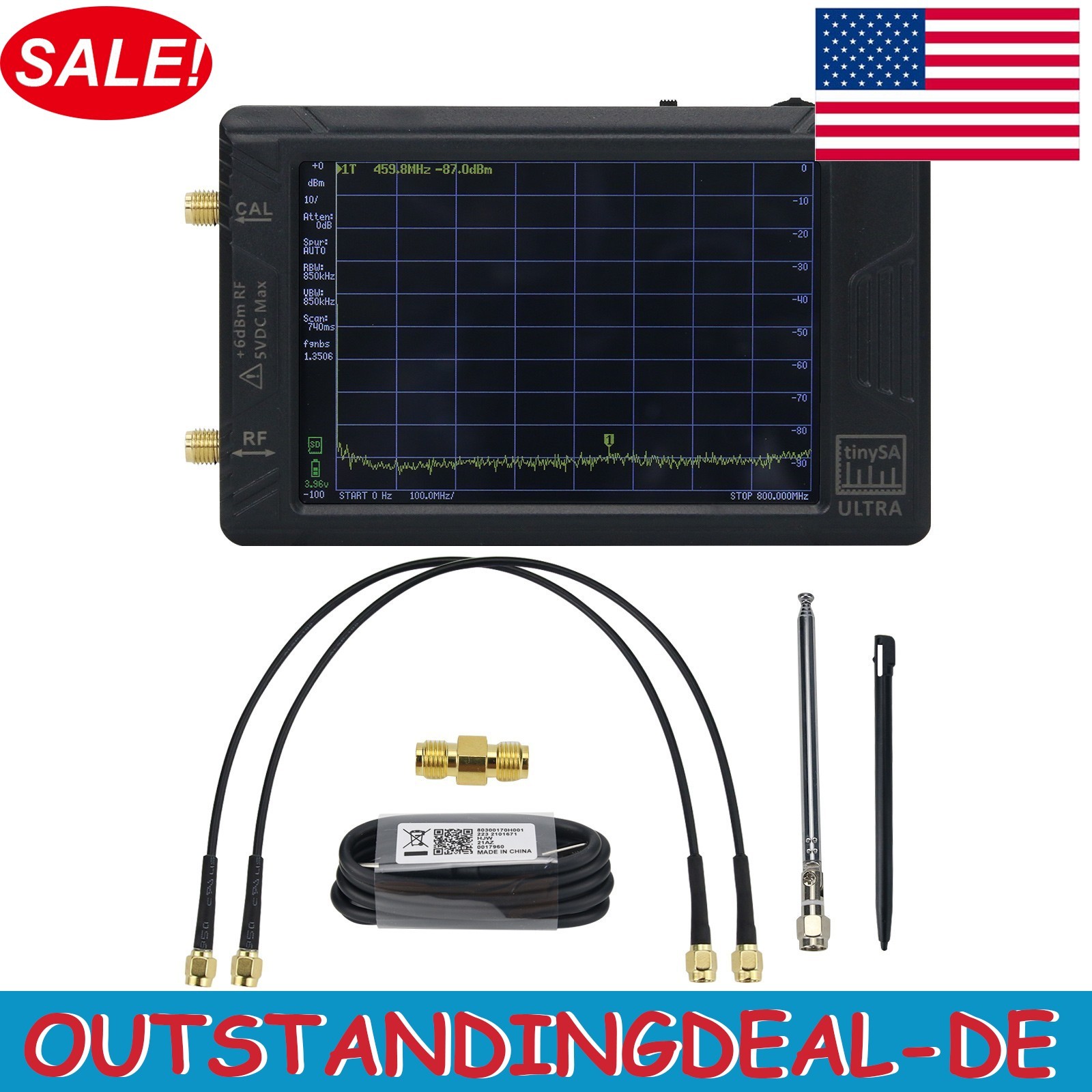 tinySA ULTRA 100k-5.3GHz RF Signal Generator Handheld Tiny Spectrum Analyzer US&