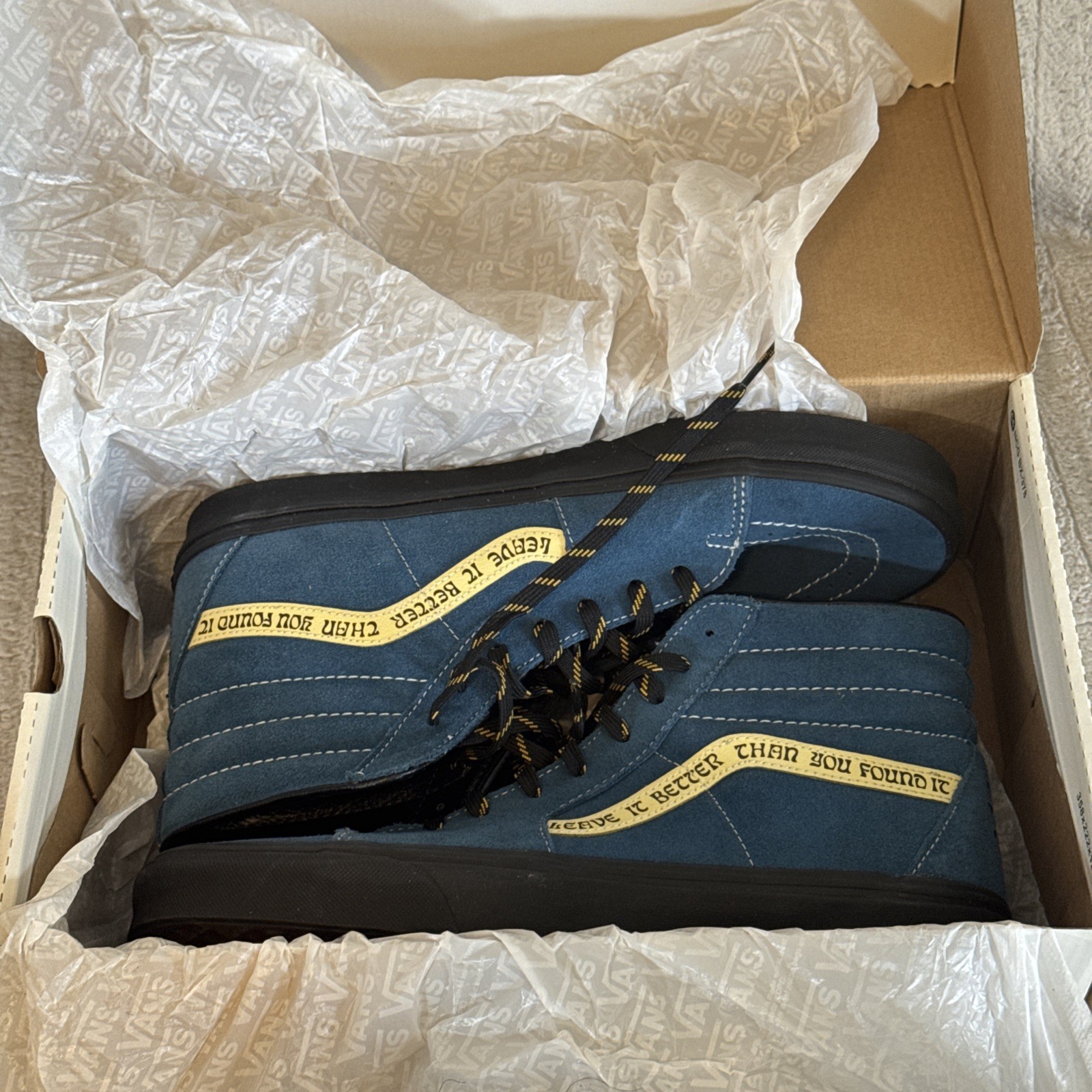 Vans x Parks Project Sk8-Hi Blue Teal Suede Shoes Mens 11.5 Womens 13 Mint Rare