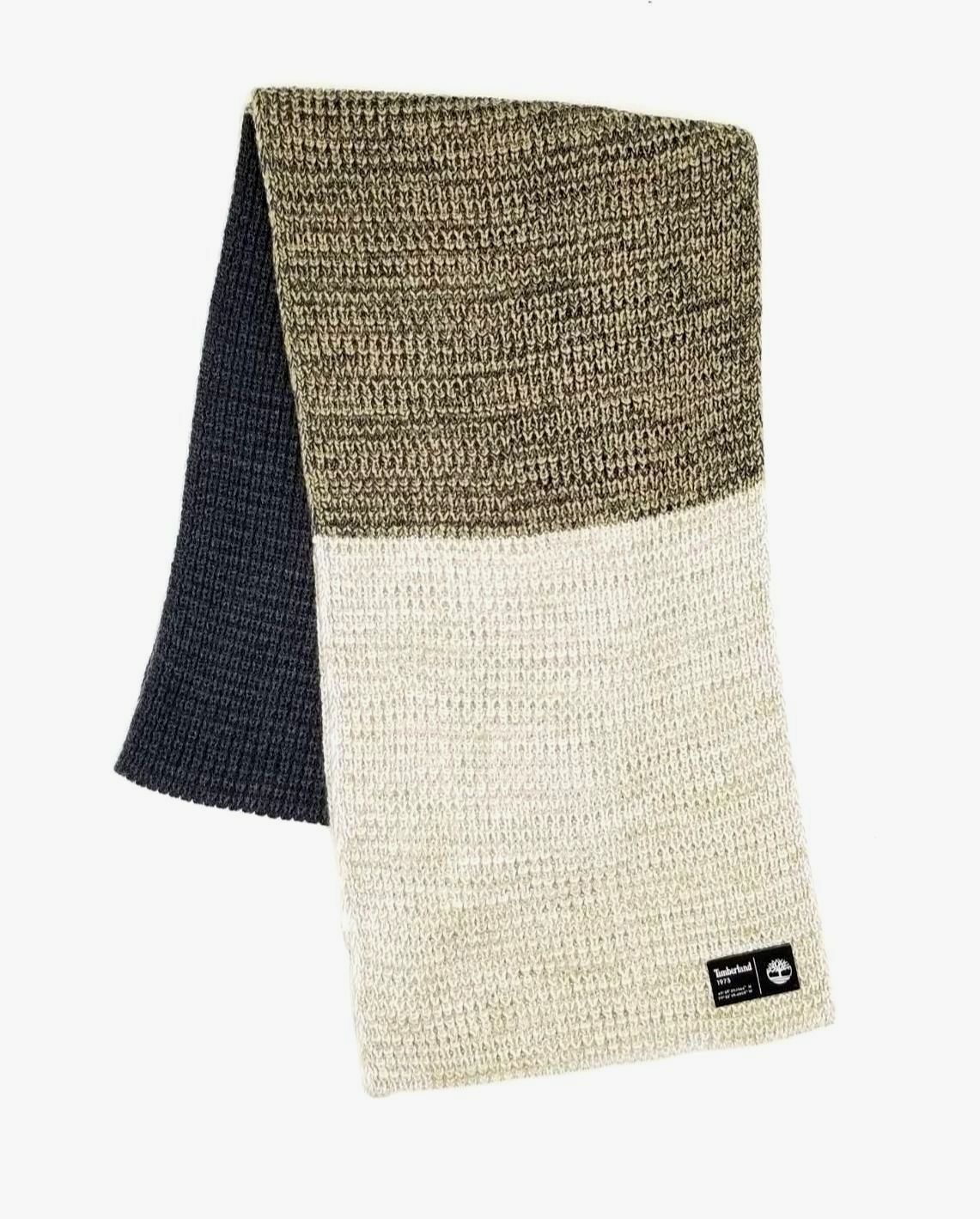 $89 Timberland Men Beige Gray Reversible Warm Winter Muffler Knit Scarf One Size