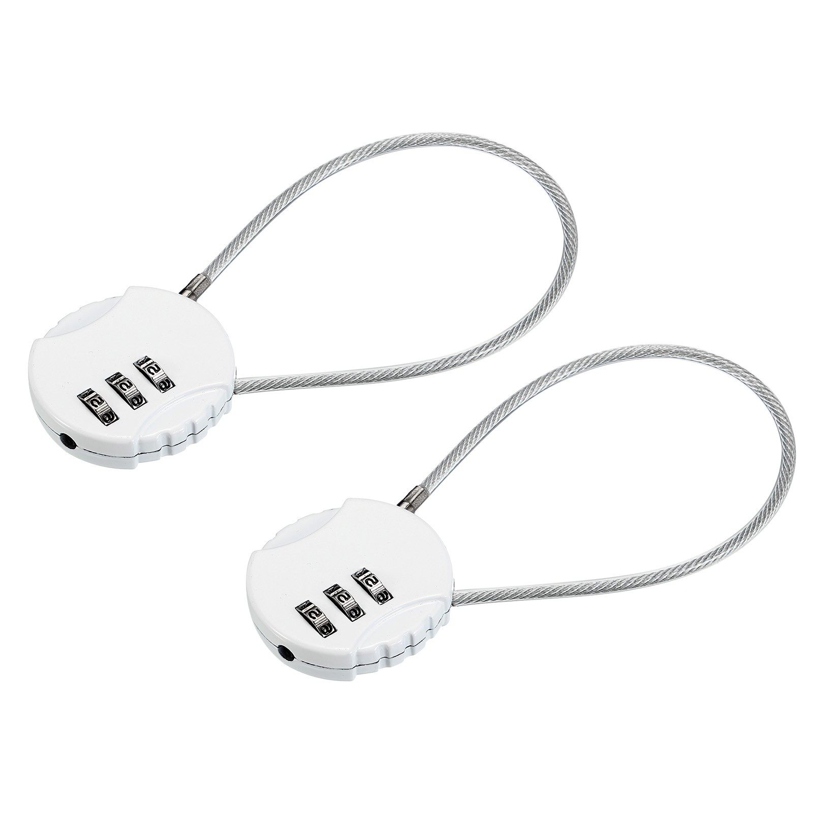 2Pc Small Combination Locks, 3 Digit Baggage Padlocks(White, 7.8-Inch)