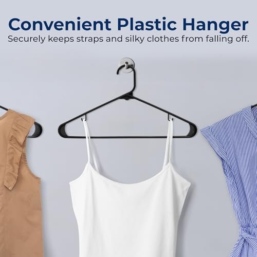 SereneLife 10 Pack Plastic Hangers (Black)