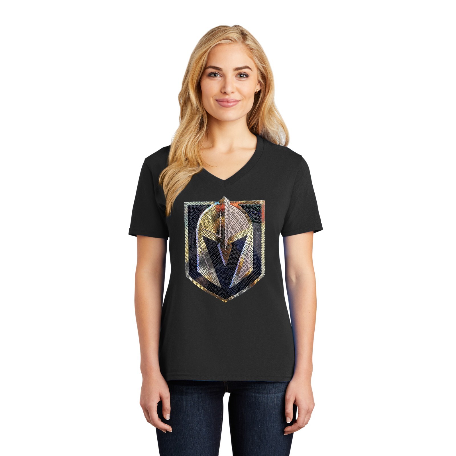 Women's Vegas Golden Knights  Rhinestone ladies v neck gameday bling