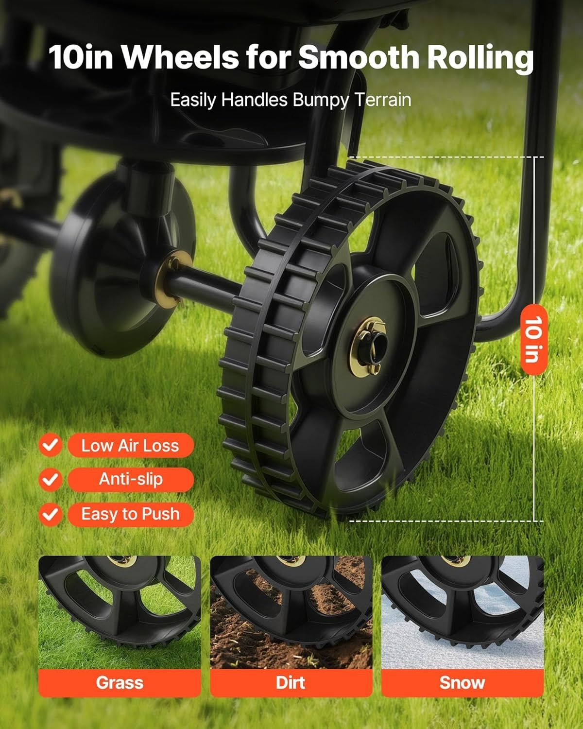 Broadcast Spreader, 9.8ft Spreading Width, Push Broadcast Spreader with 10" ...