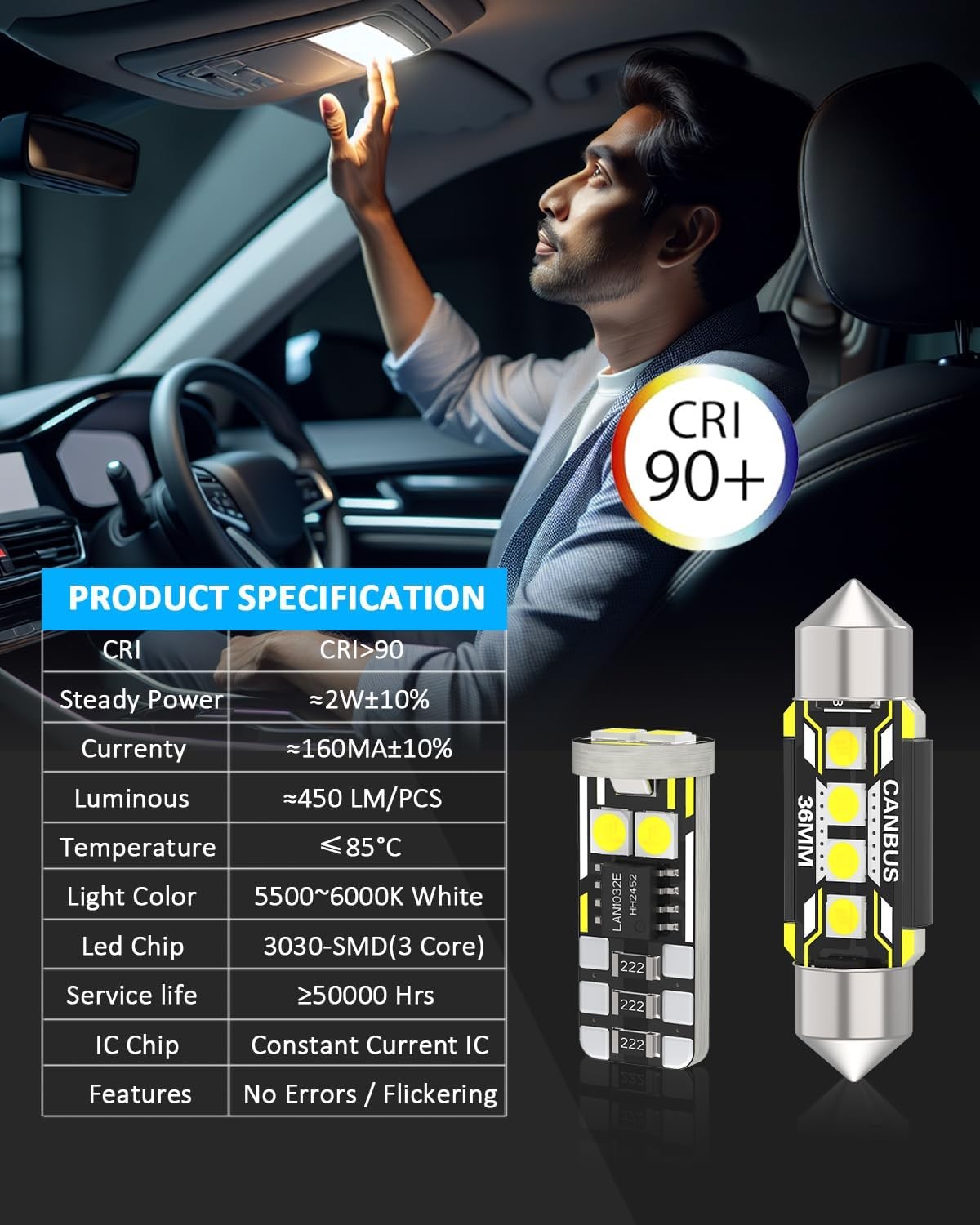 8 Pieces Interior LED Lights Replacement for RAV Size: Interior LED Lights Kit