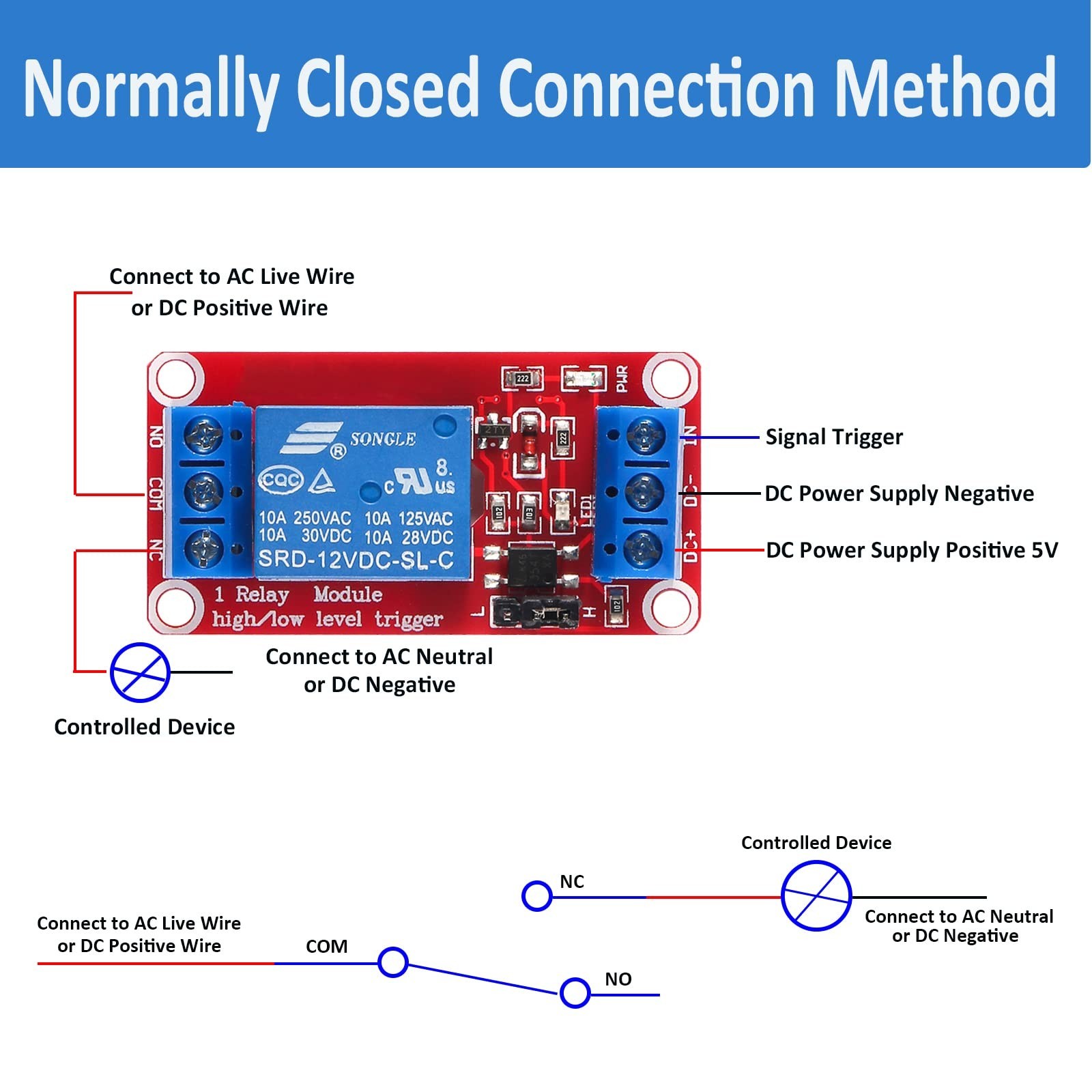 10pcs DC 5V Relay Module - 1 Channel Relay Switch Board with Optocoupler Isol...
