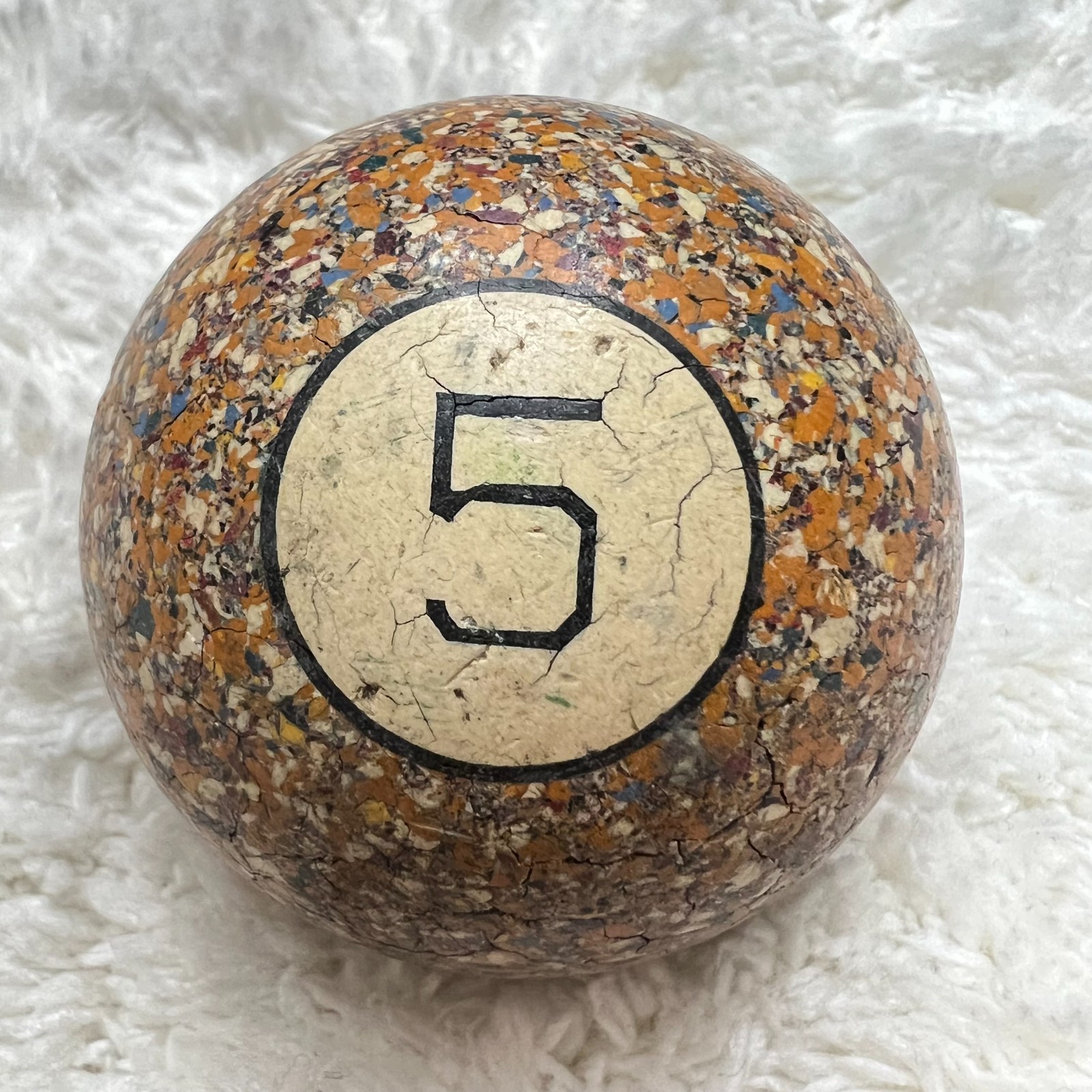 Rare Vintage 2 1/4" Clay Pool Ball, 5 Ball