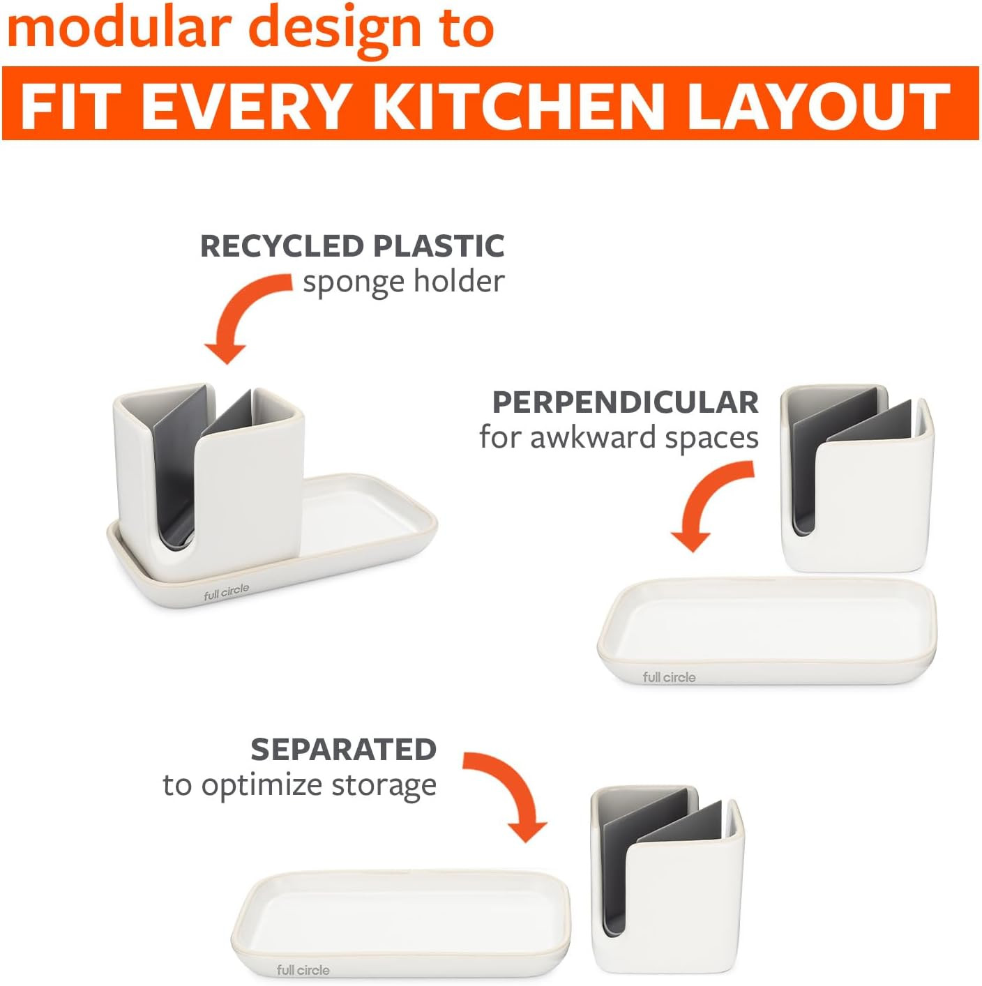 Full Circle Sinkside Ceramic Cleaning Station - Kitchen Sink Caddy & Sponge Hold