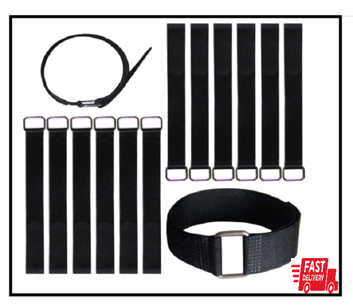 12 Inch Reusable Fastening Cable Straps - Hook and Fixing Straps - 12 Pack