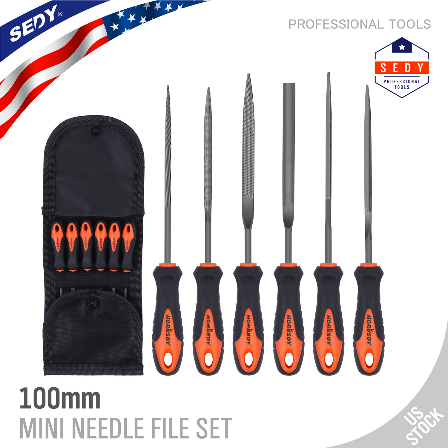 6pc Needle Files Set Flat Square Triangular Round Forged Heat-treat Steel