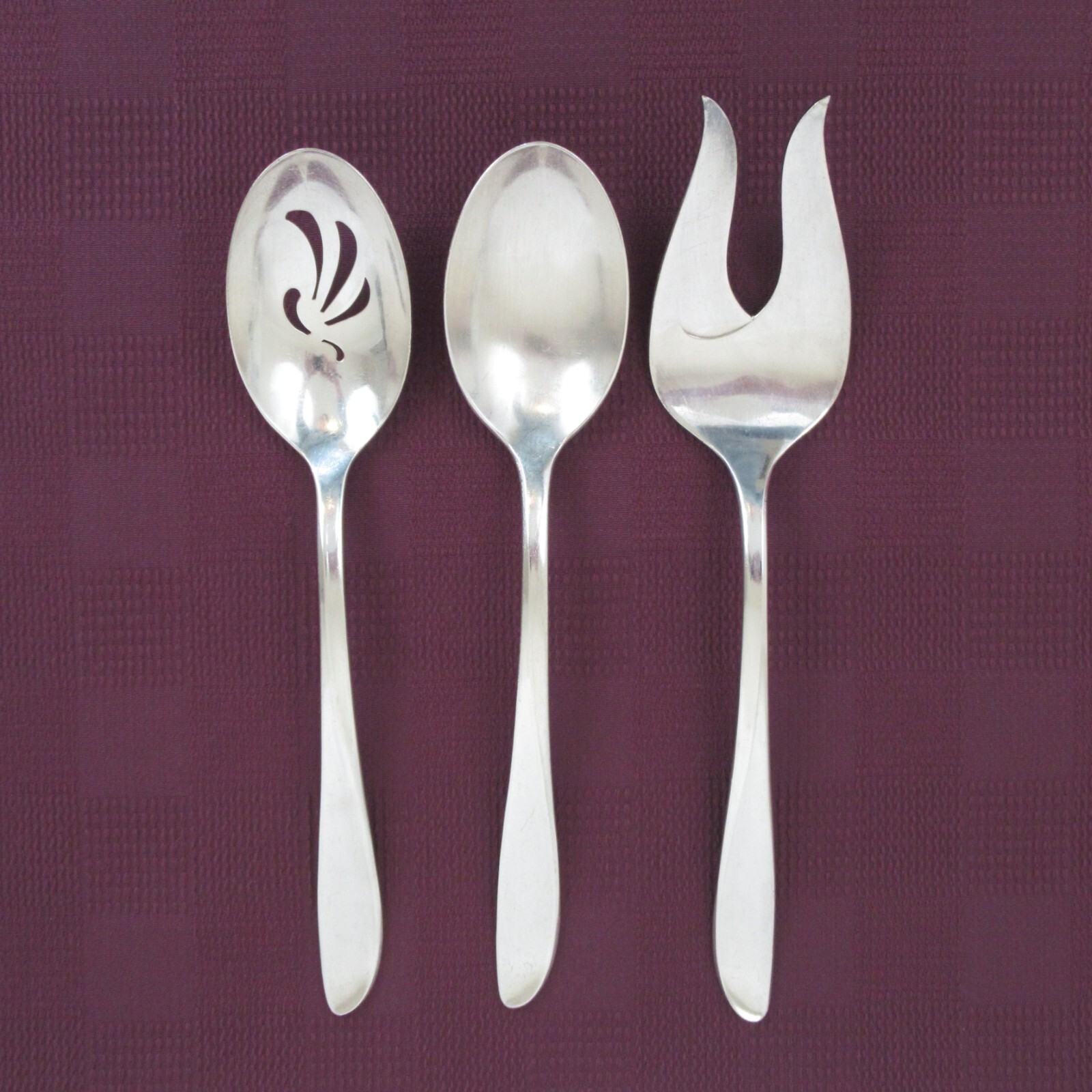 Holmes & Edwards Rhythmic serving spoons fork silverplate flatware utensils