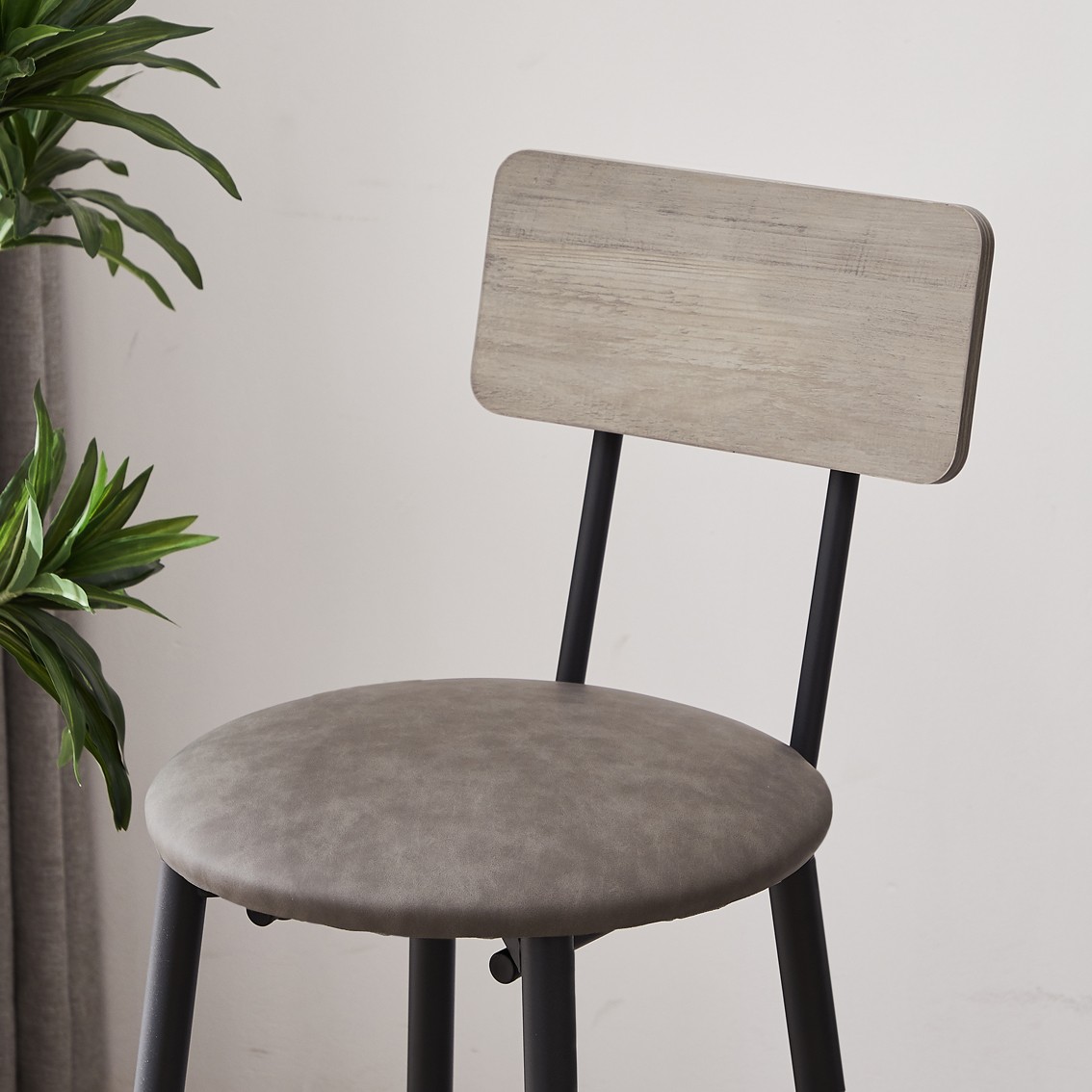 Bar Table Set with 4 Bar Stools PU Soft Seat with Backrest