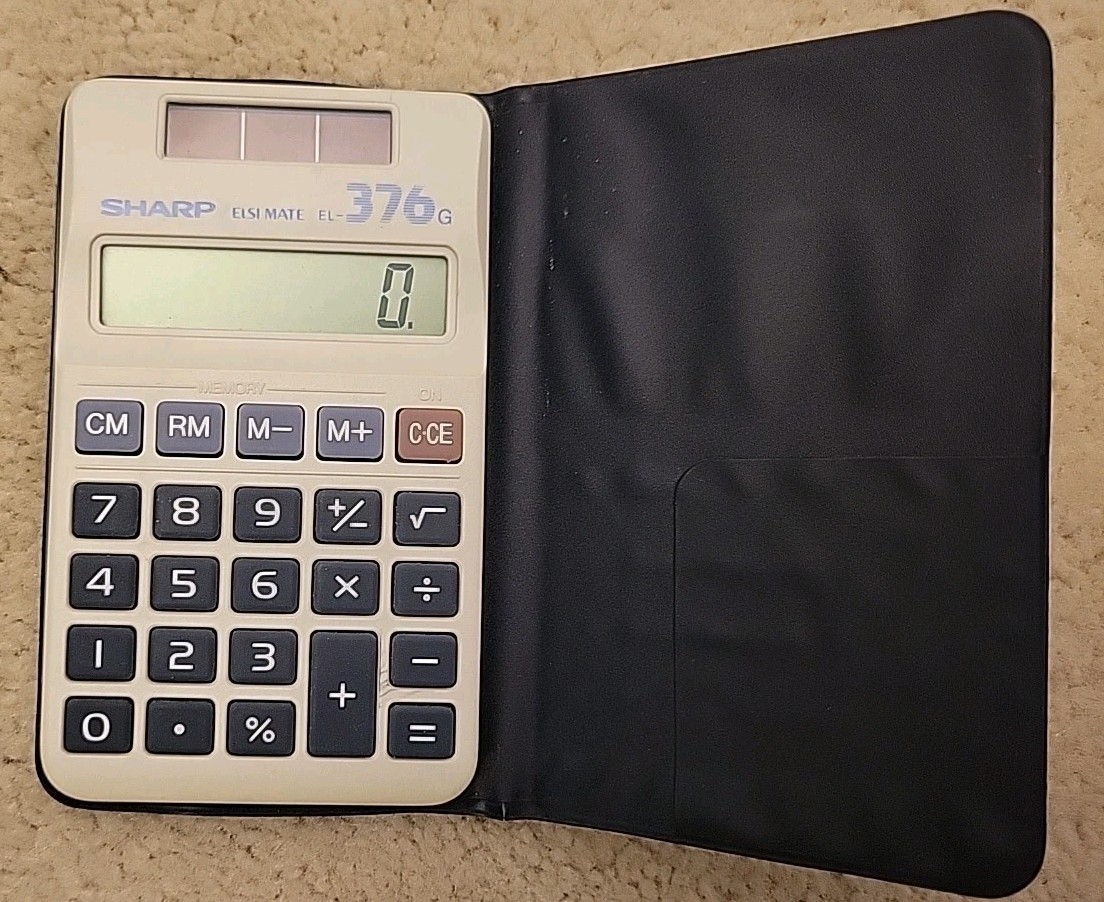 Vintage SHARP ELSI Mate EL-376 G Solar Calculator