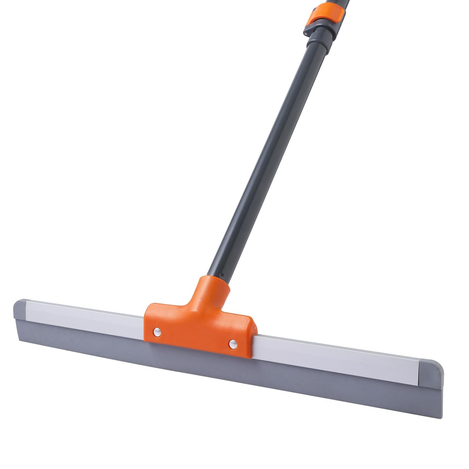 CLEANHOME Rubber Floor Squeegee with Extendable Long Handle 17 inches, Gray