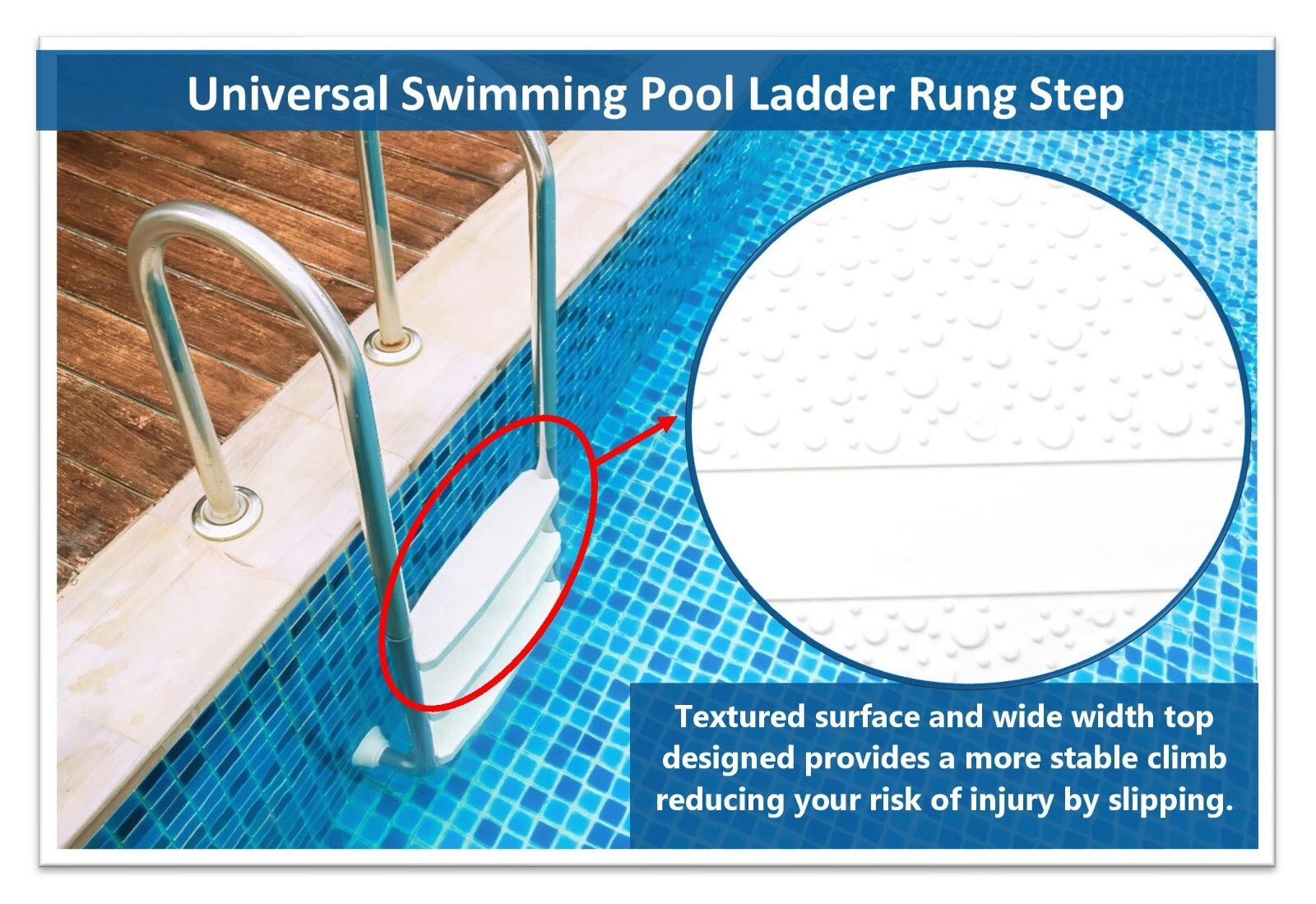6) Hydrotools 87901 Swimming Pool Molded Plastic Replacement Ladder Rung Steps