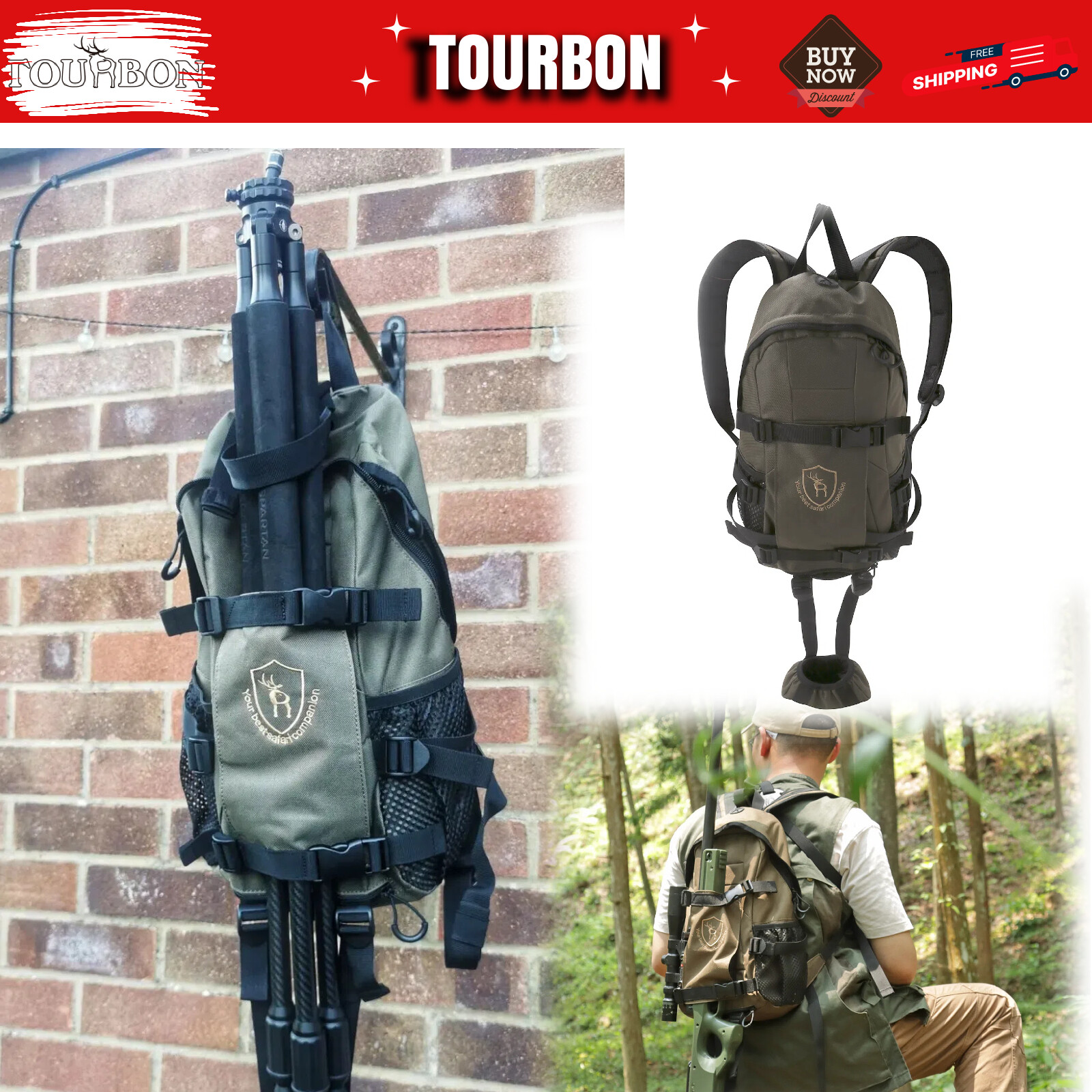 TOURBON Hunting Backpack Gun Carry Bag Rucksack Travel Daypack Unisex Small Pack