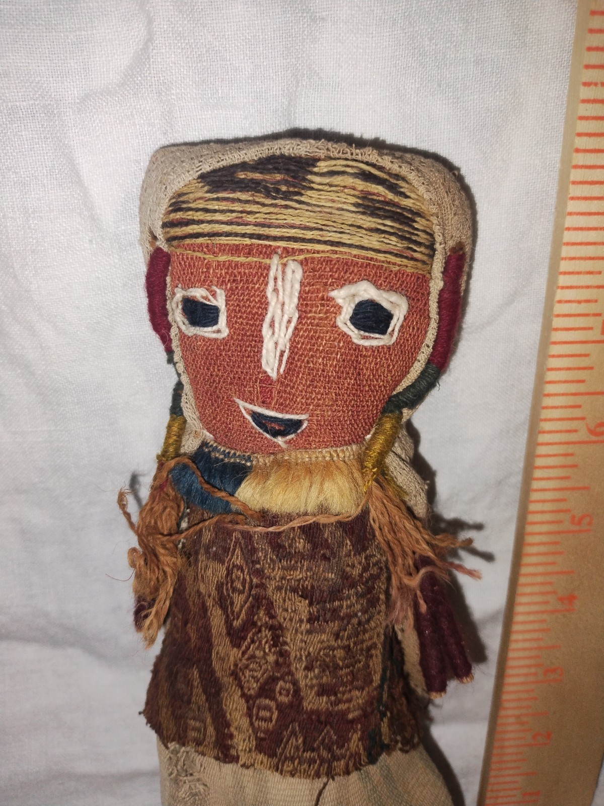 GENUINE PRECOLUMBIAN CHANCAY CLOTH DOLL FROM PERU ANCIENT TEXTILES