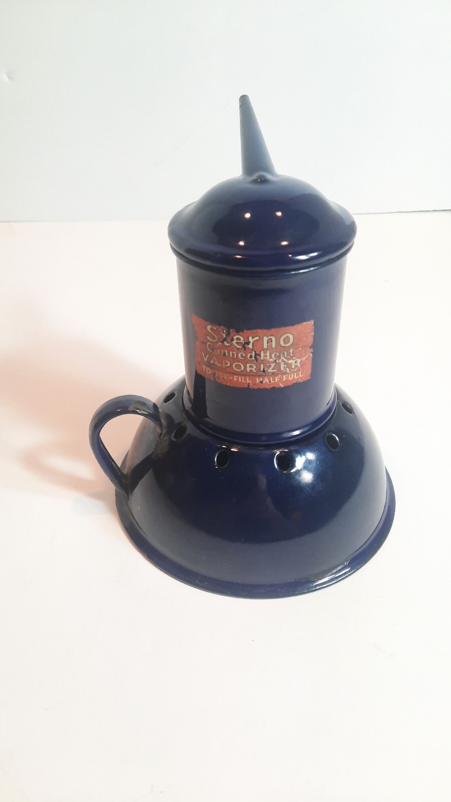 Vintage Sterno Canned Heat Vaporizer Blue Enamelware Graniteware