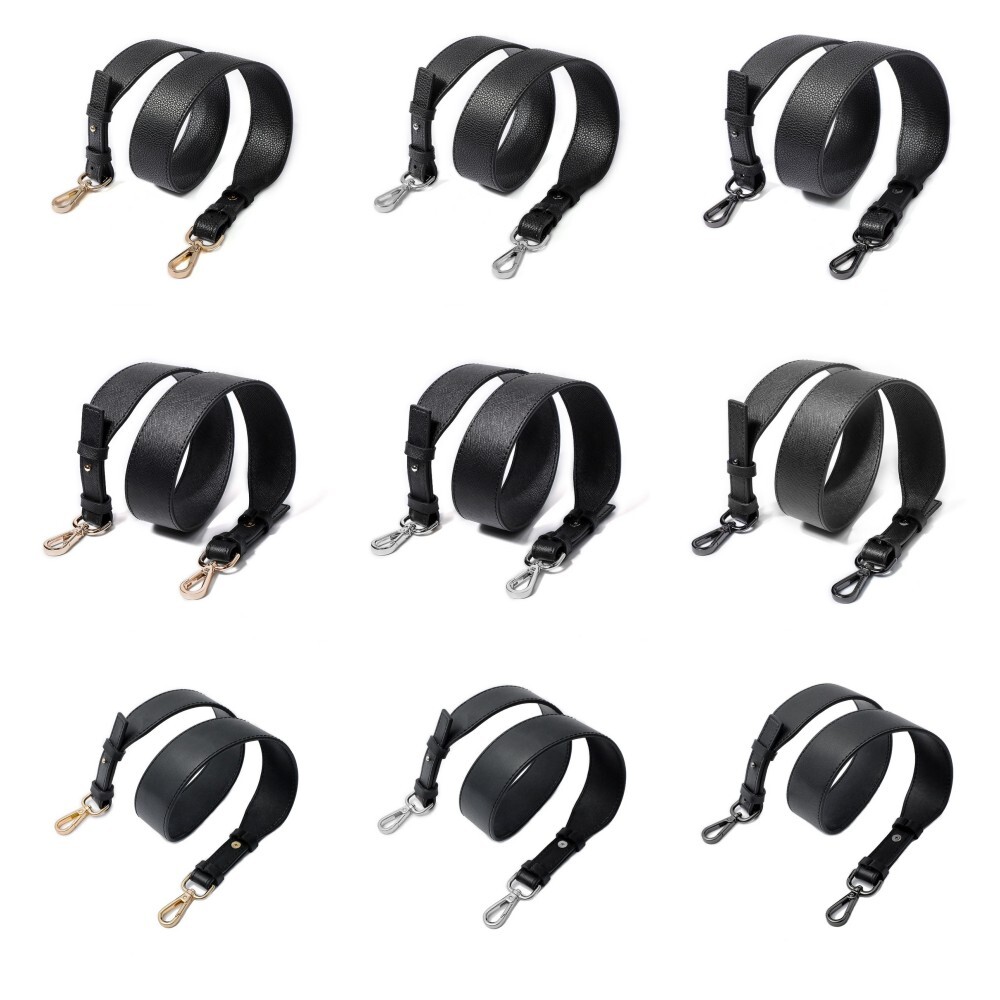 3.8cm Black Genuine Leather Shoulder Replacement Handbag Adjustable Bag Strap