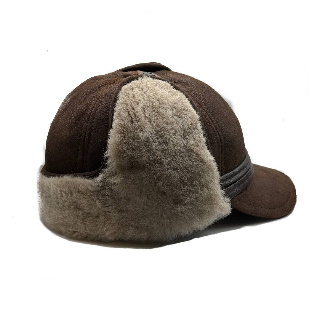 Men's FUR WINTER HAT Sheepskin Shearling LEATHER TRAPPER USHANKA Hat M-XXXL