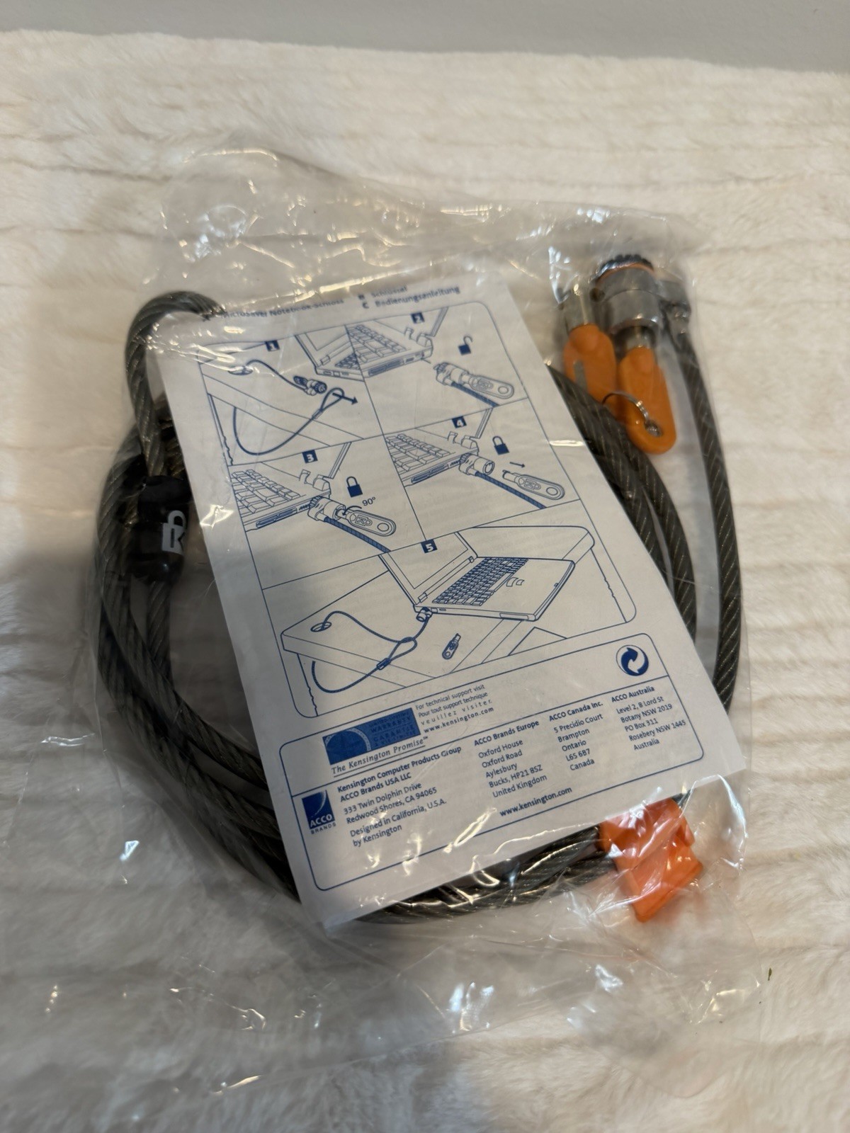 Kensington K64021F Locking Cable Notebook Computer Anti-Theft Lock with Keys