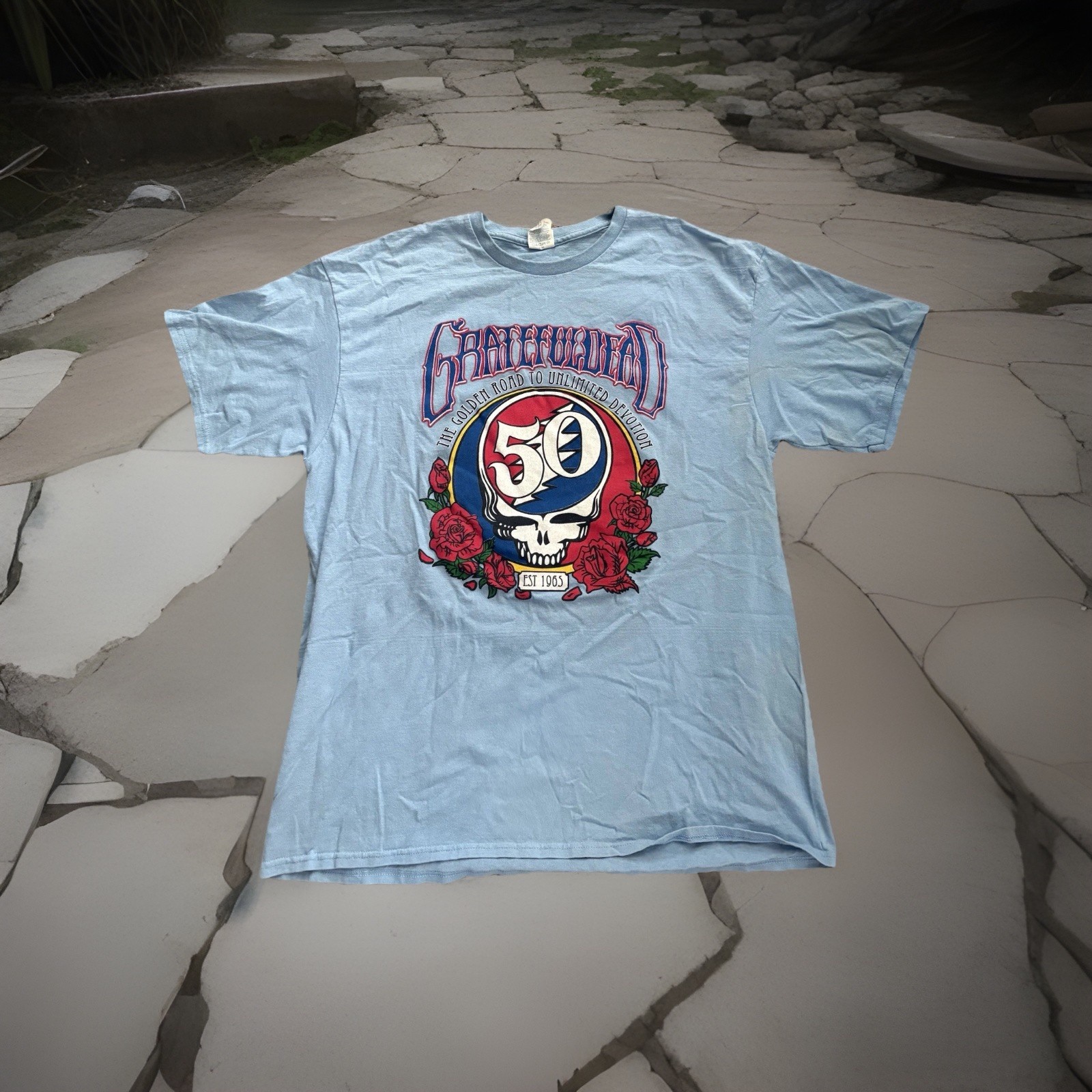 Grateful Dead Vintage 50 Years 2015 Fare Thee Well Concert T-Shirt Blue Size XL