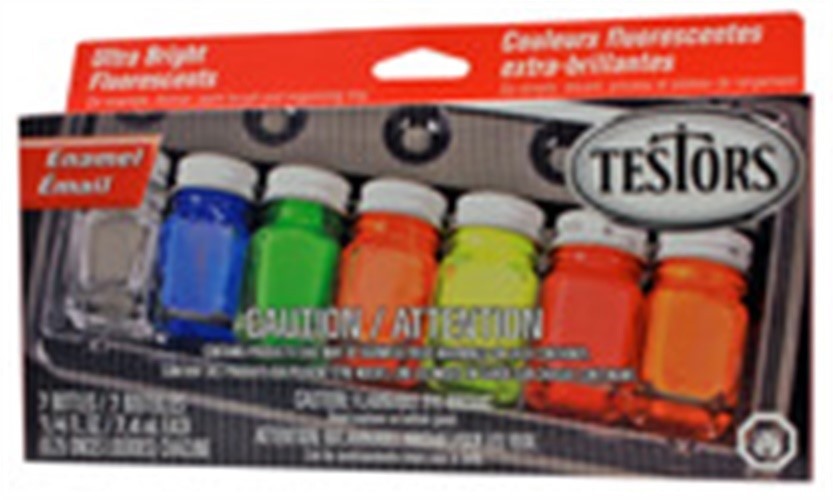 Testors 9132X Ultra-Bright Fluorescent Colors Enamel Paint Set 0.25 oz.