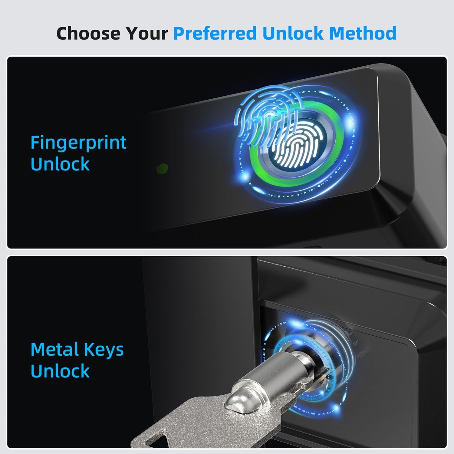 Biometrics Gun Trigger Lock,Fingerprint and Key Unlocked Trigger Locks,Quick Rel