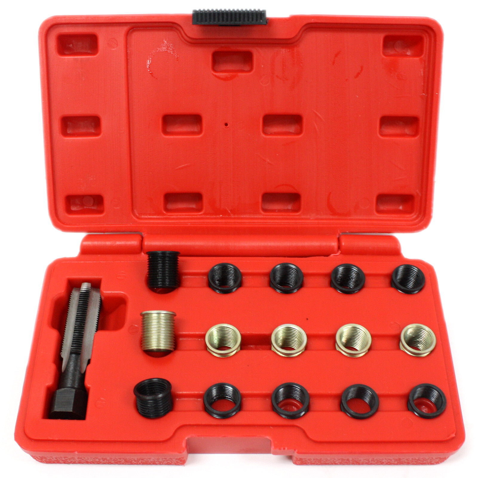 16pc Spark Plug Thread Repair Rethreading Tool Kit M16 Threaded Coil Insert