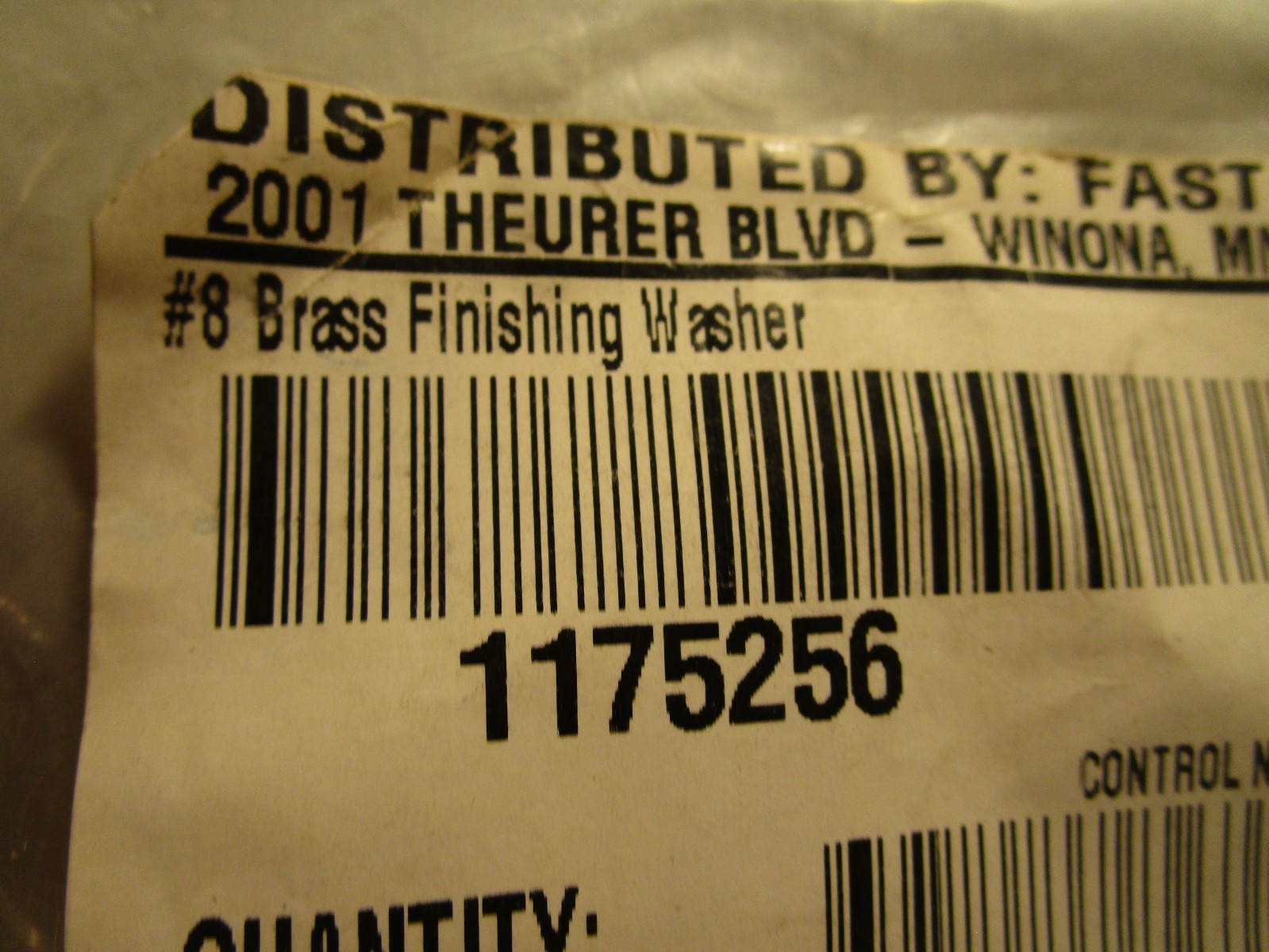 #8 Brass Finishing Washer QTY 100