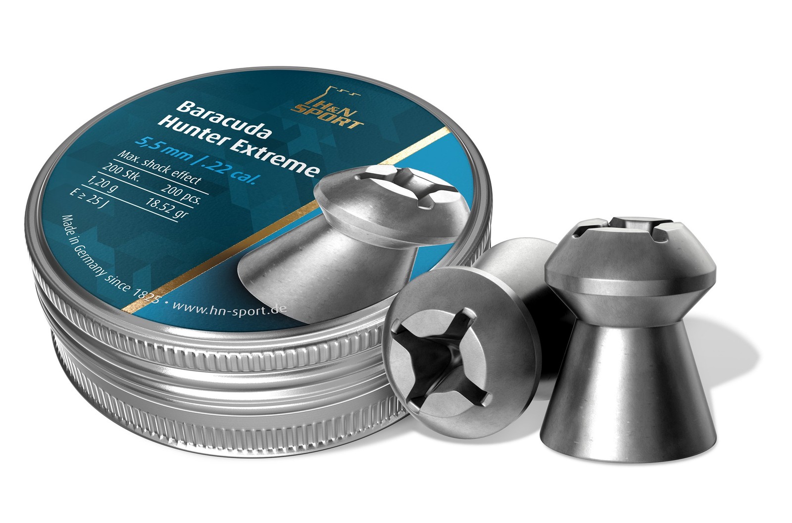 .22 Caliber Silver AIR Gun Projectiles 19.09gr Hunting Pellets Tins of 200