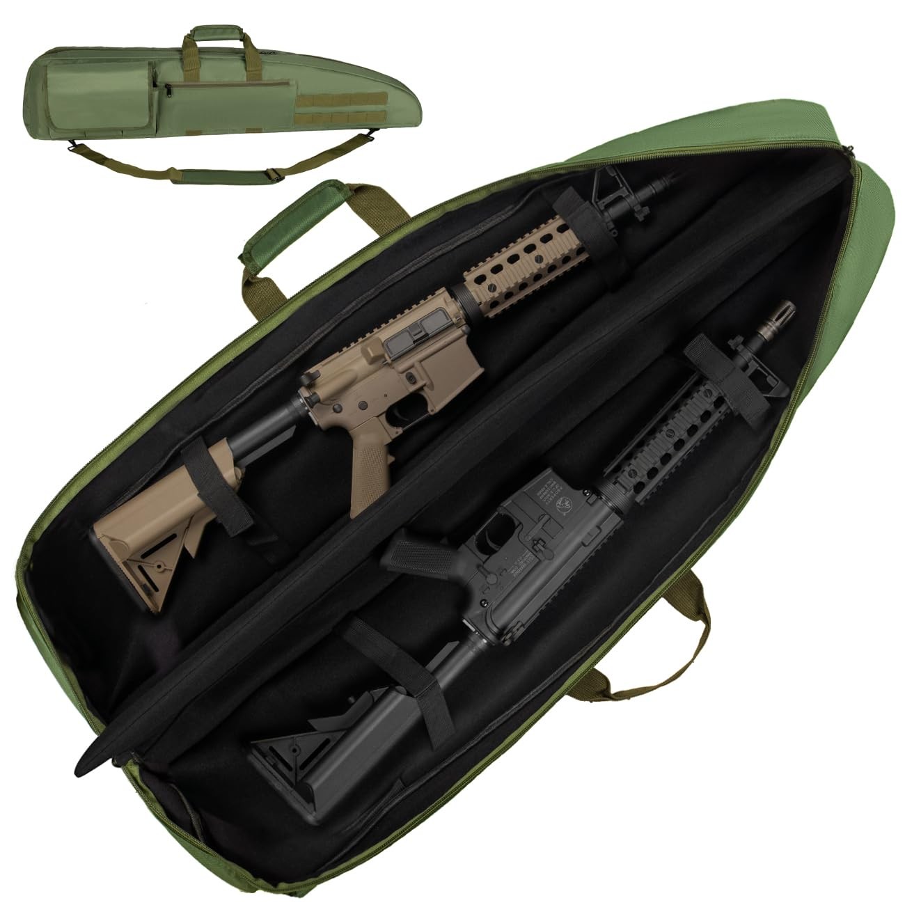 Soft Double Rifle Case 38" 42" 46" 52" Long Rifle Bag with Padded Handle - Ad...