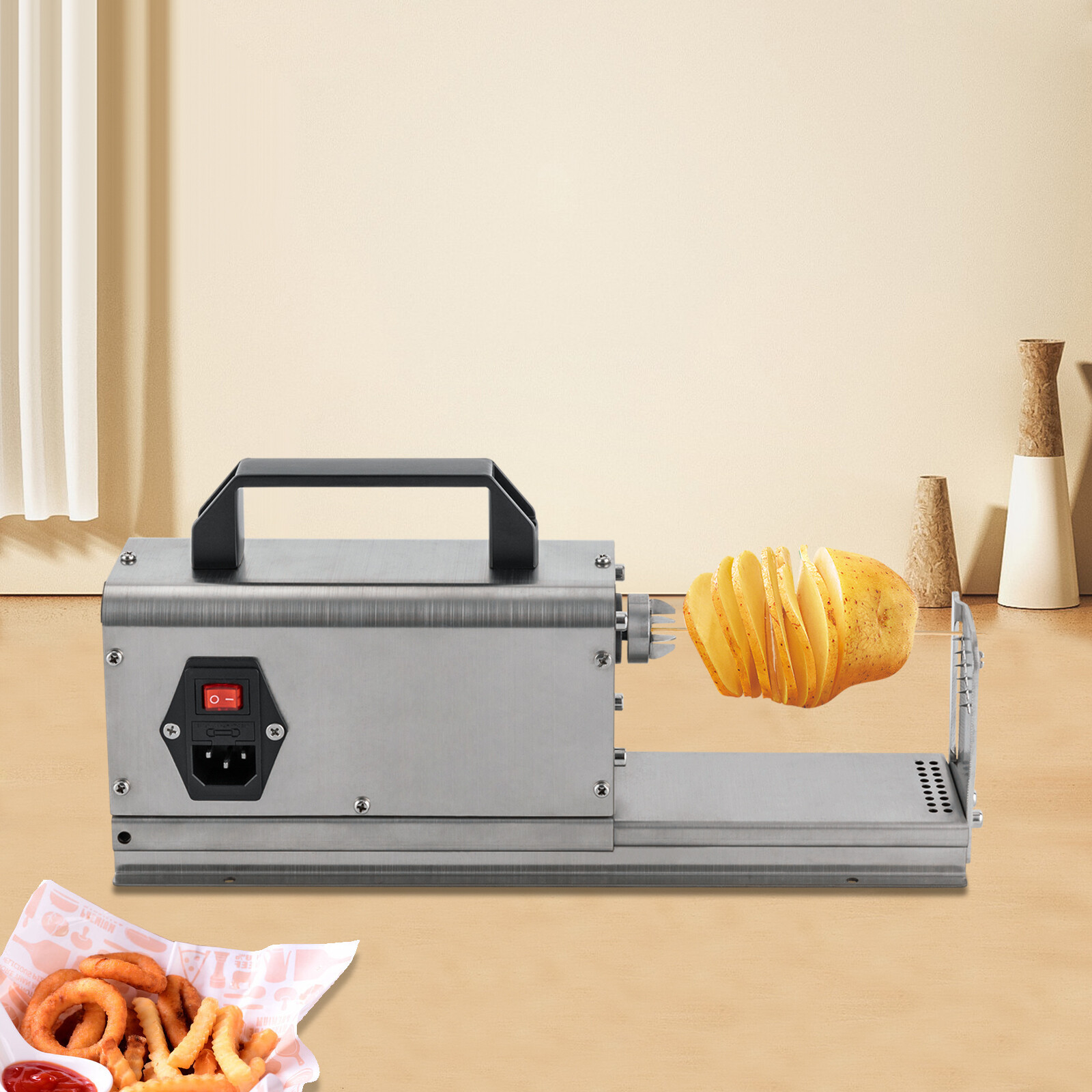 Electric Twisted Spiral Potato Cutter Auto French Fry Twisted Potato Tower 110V~