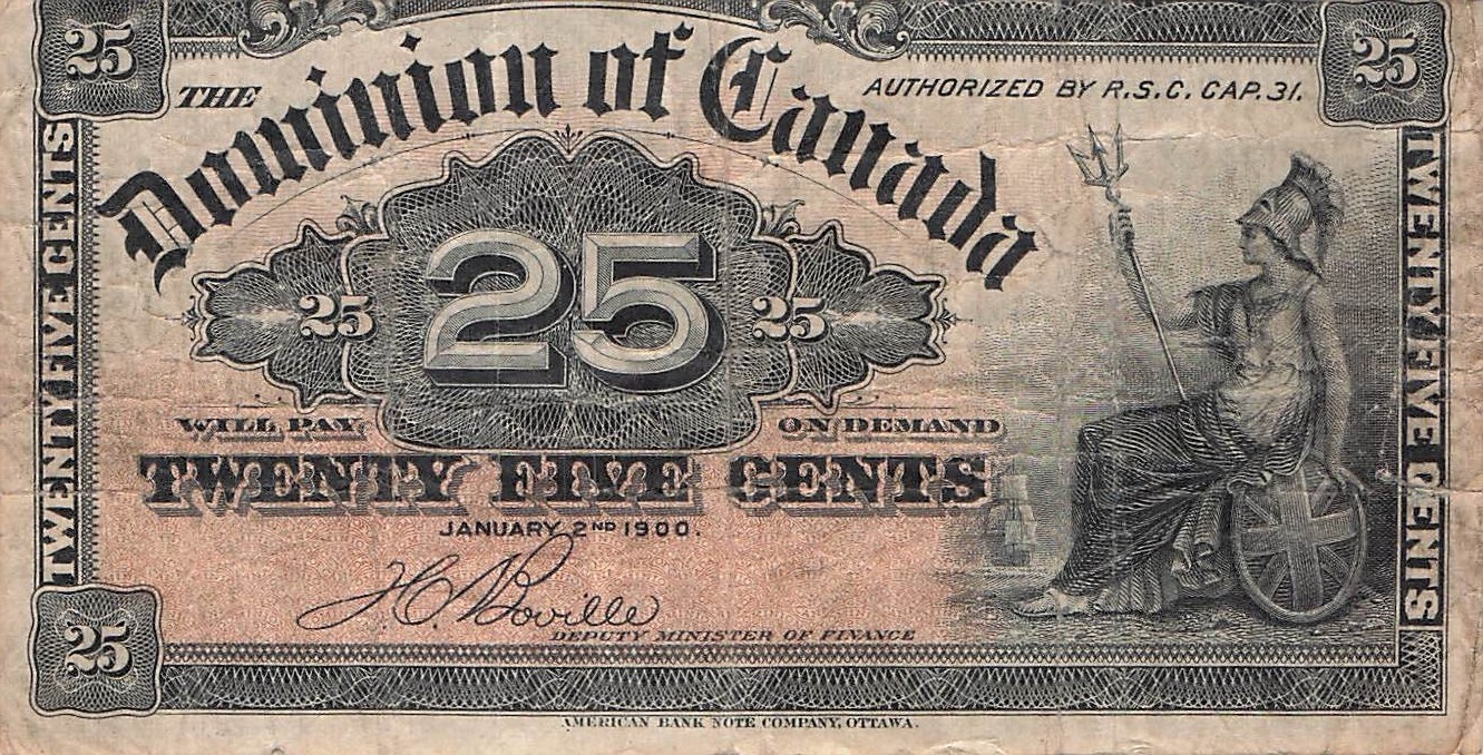 Canada  25  Cents  1.2.1900  P 9b  Circulated Banknote LB x
