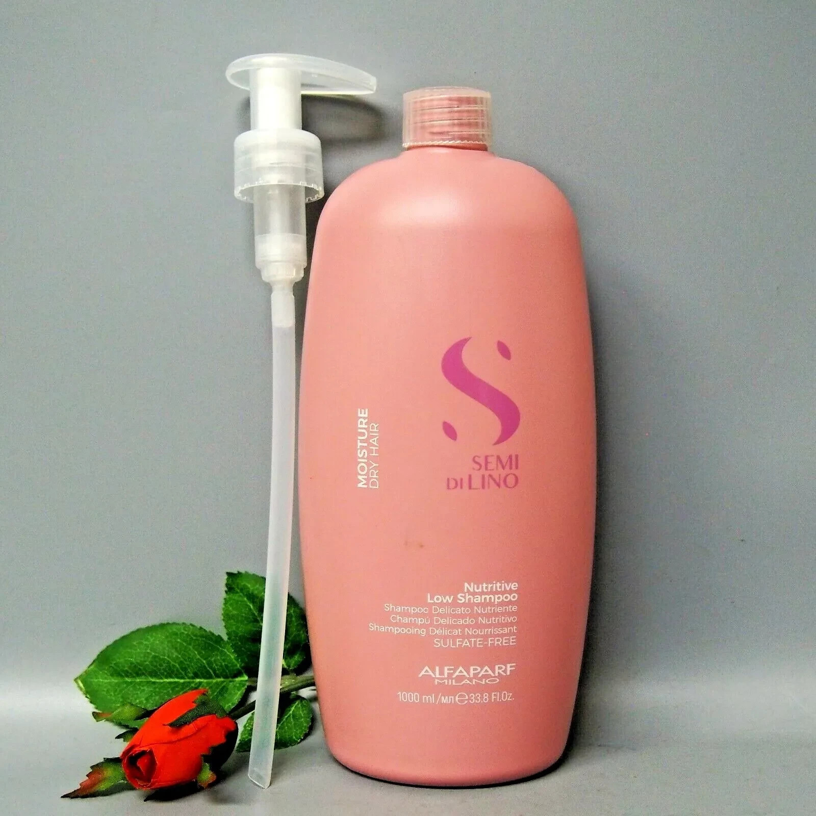 WITH PUMP Alfaparf Semi Di Lino Moisture Nutritive Low Shampoo 33.8oz / 1000ml