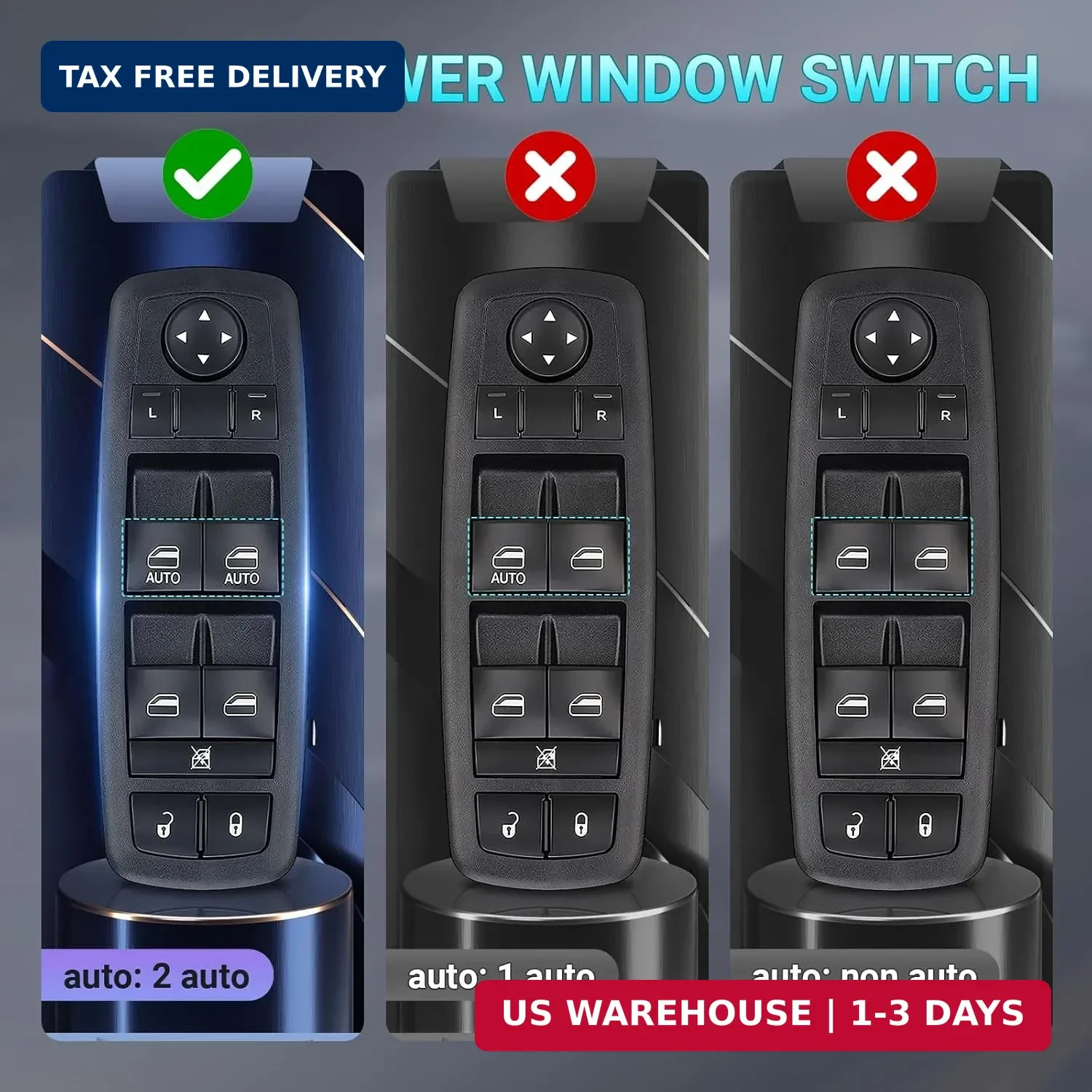 Power Master Window Switch Driver Side Control Button Compatible with 2015-2017