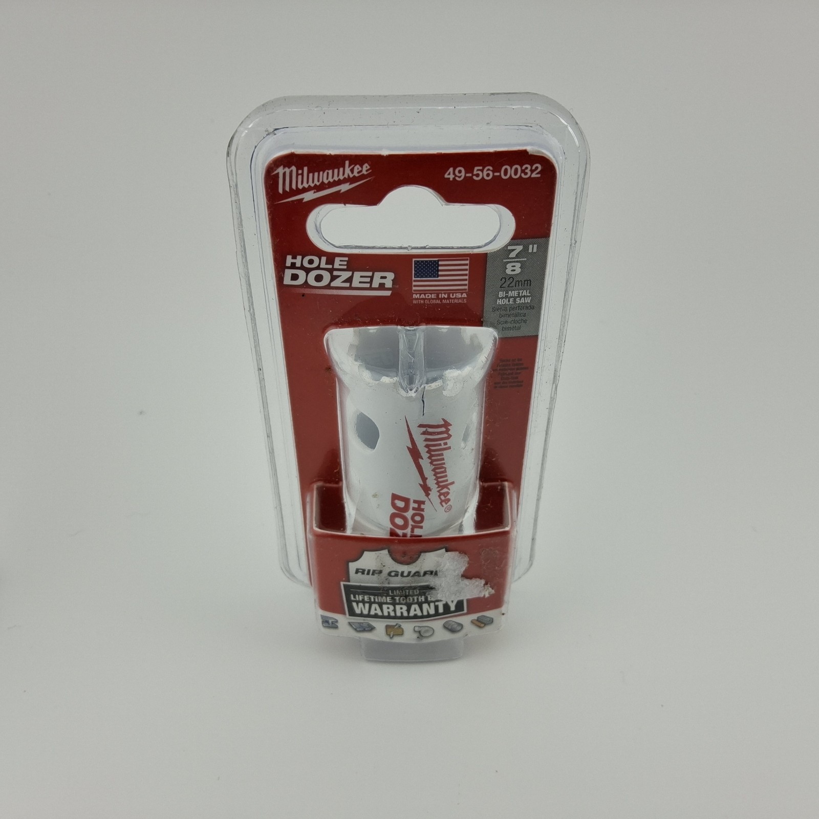 Milwaukee 7/8" Hole Saw 49-56-0032 Dozer Bi-Metal Rip Guard New in Package