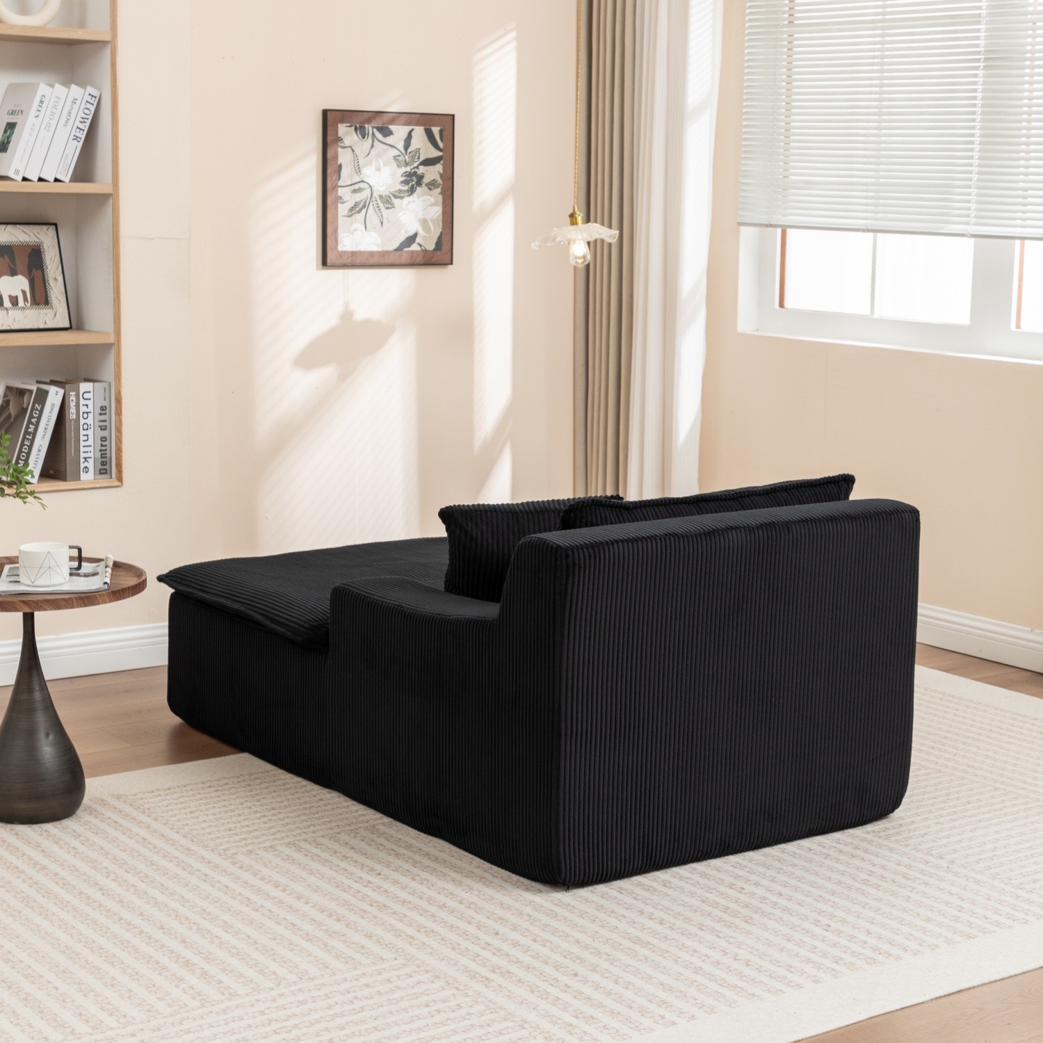 Modern Single Upholstered Chaise Lounge Chair w/ Left Armrest for Living Room