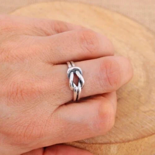 Solid 925 Sterling Silver Band Ring Knot Ring Designer Handmade Ring All Size