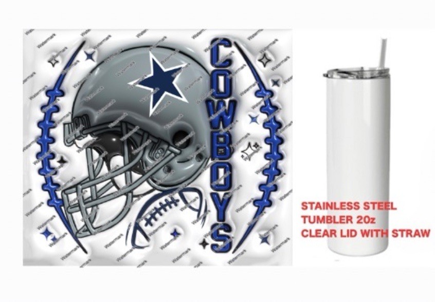 COWBOYS   -  PUFFY 3D NFL HELMET Tumbler 20 oz Stainless Steel